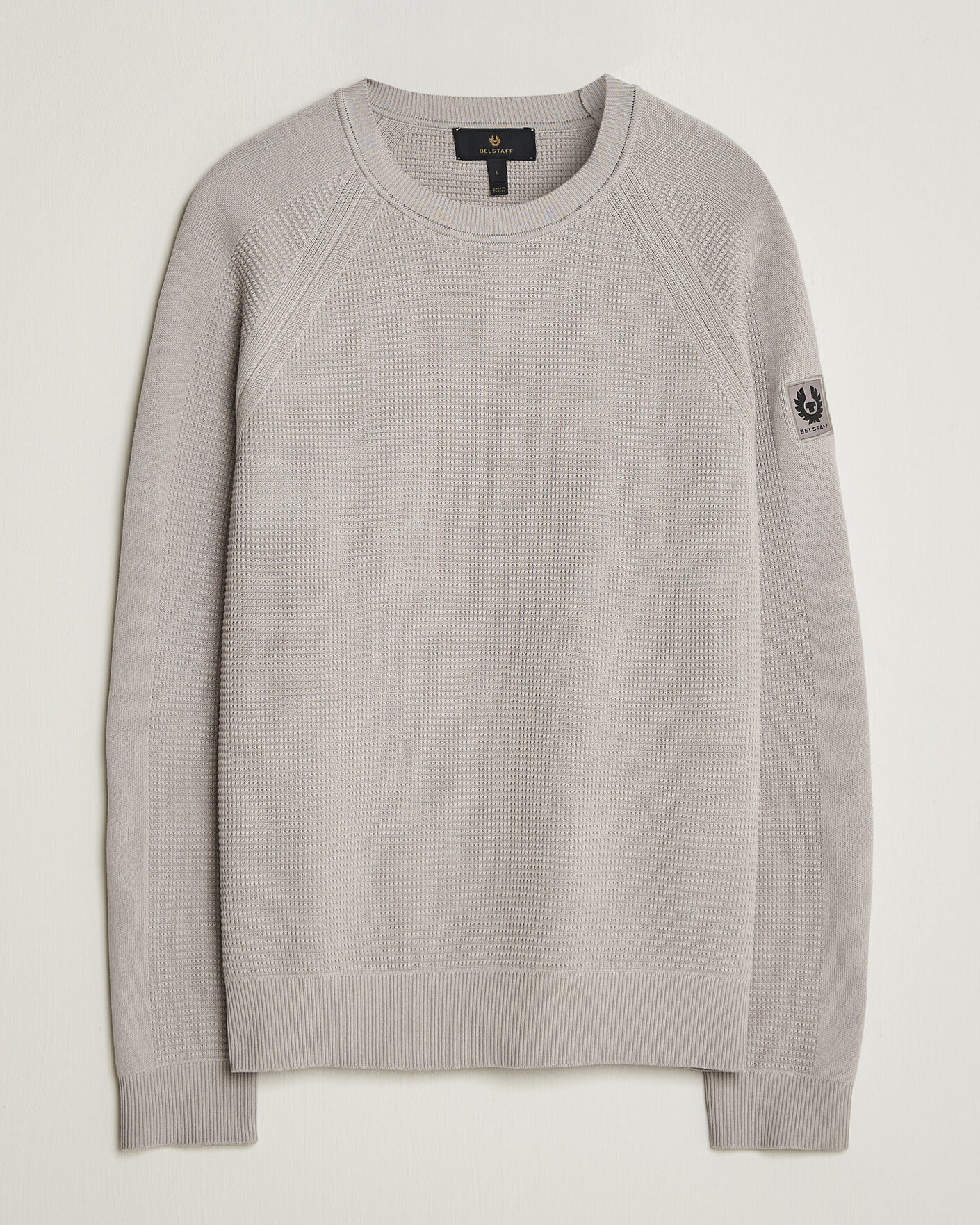 Hombres | Jerséis y prendas de punto | Belstaff | Bradwell Cotton Knitted Crew Neck Concrete