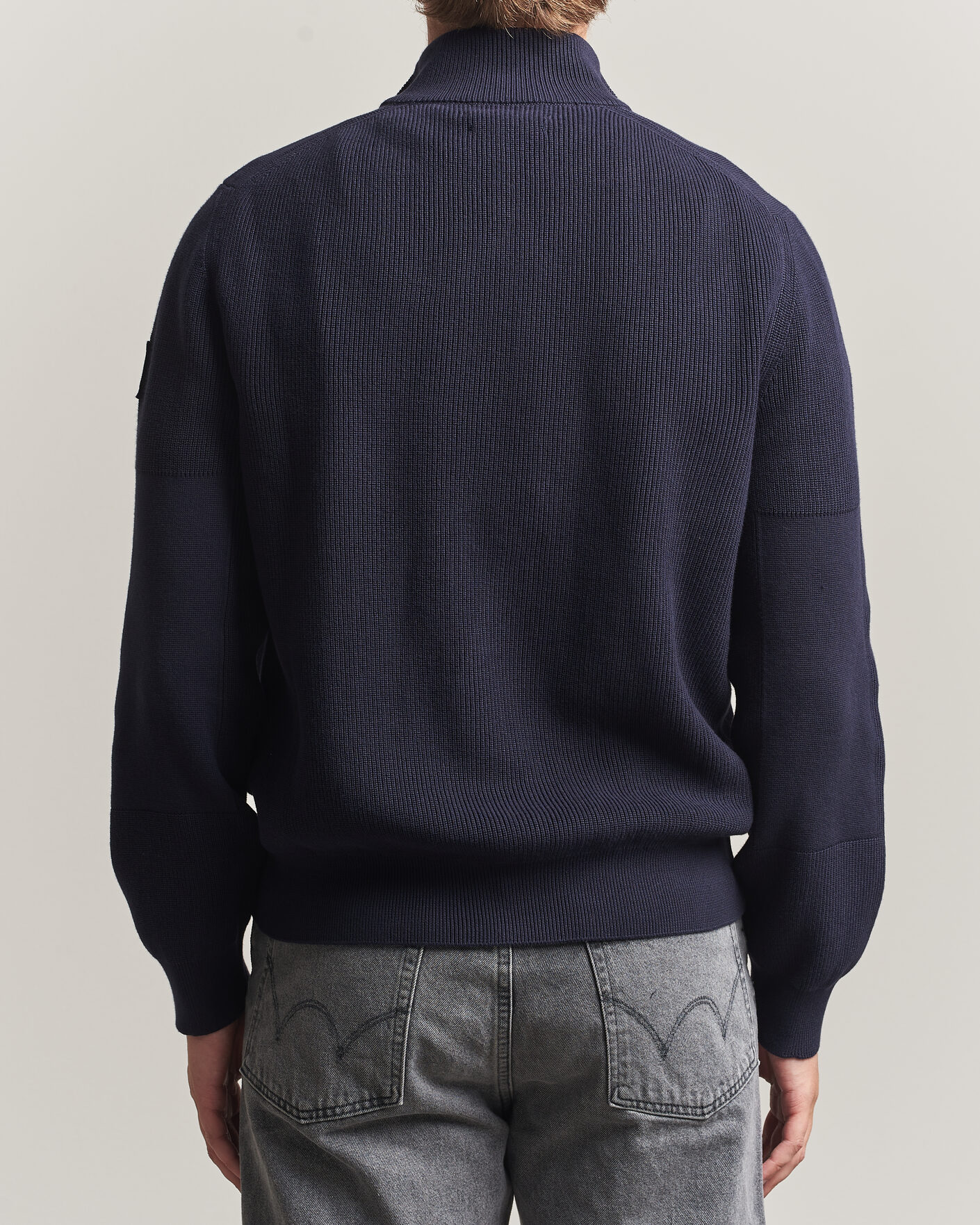 Hombres | Jerséis y prendas de punto | Belstaff | Commander Knitted Full Zip Dark Ink