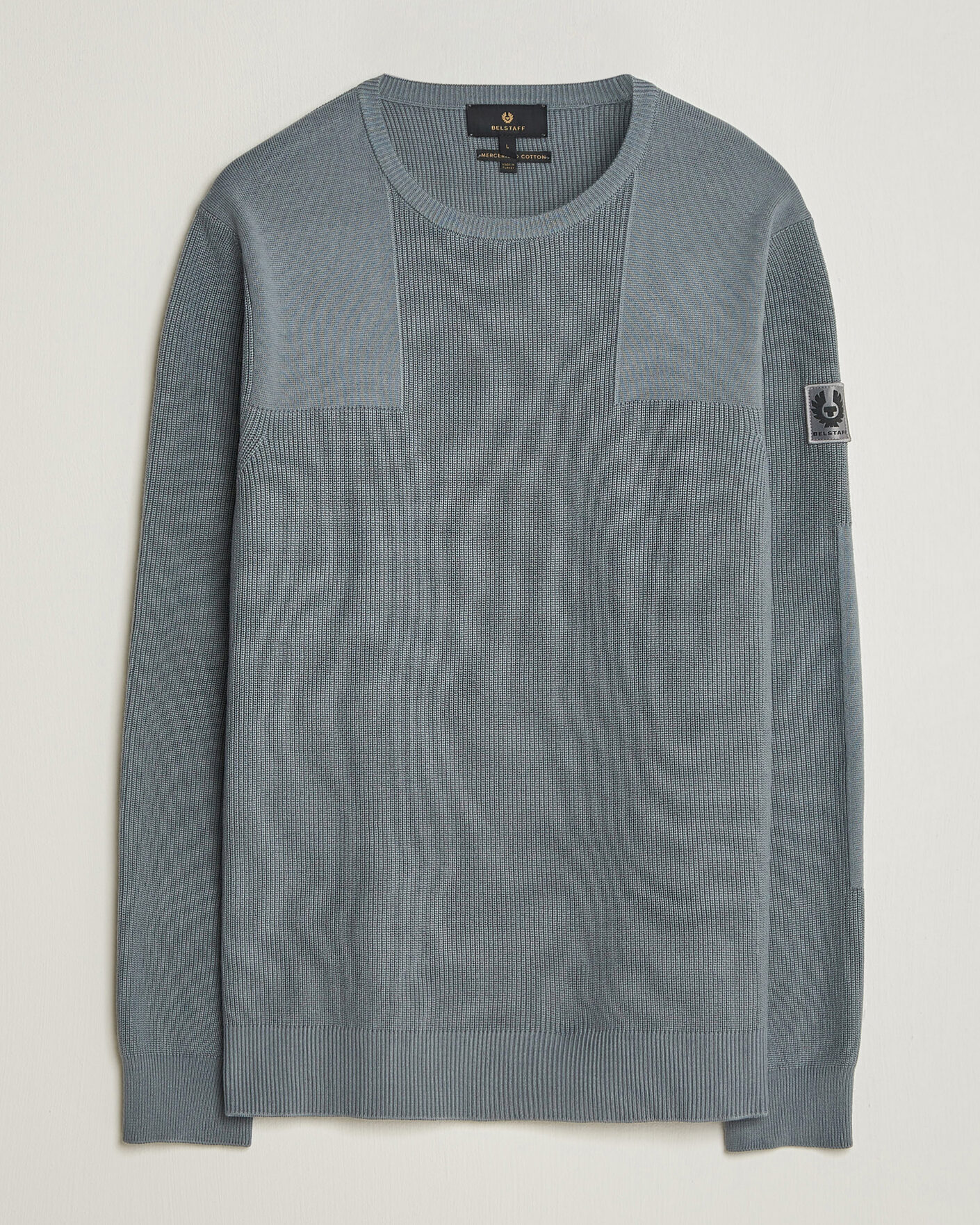 Hombres | Jerséis y prendas de punto | Belstaff | Commander Knitted Crew Neck Atlantic Grey