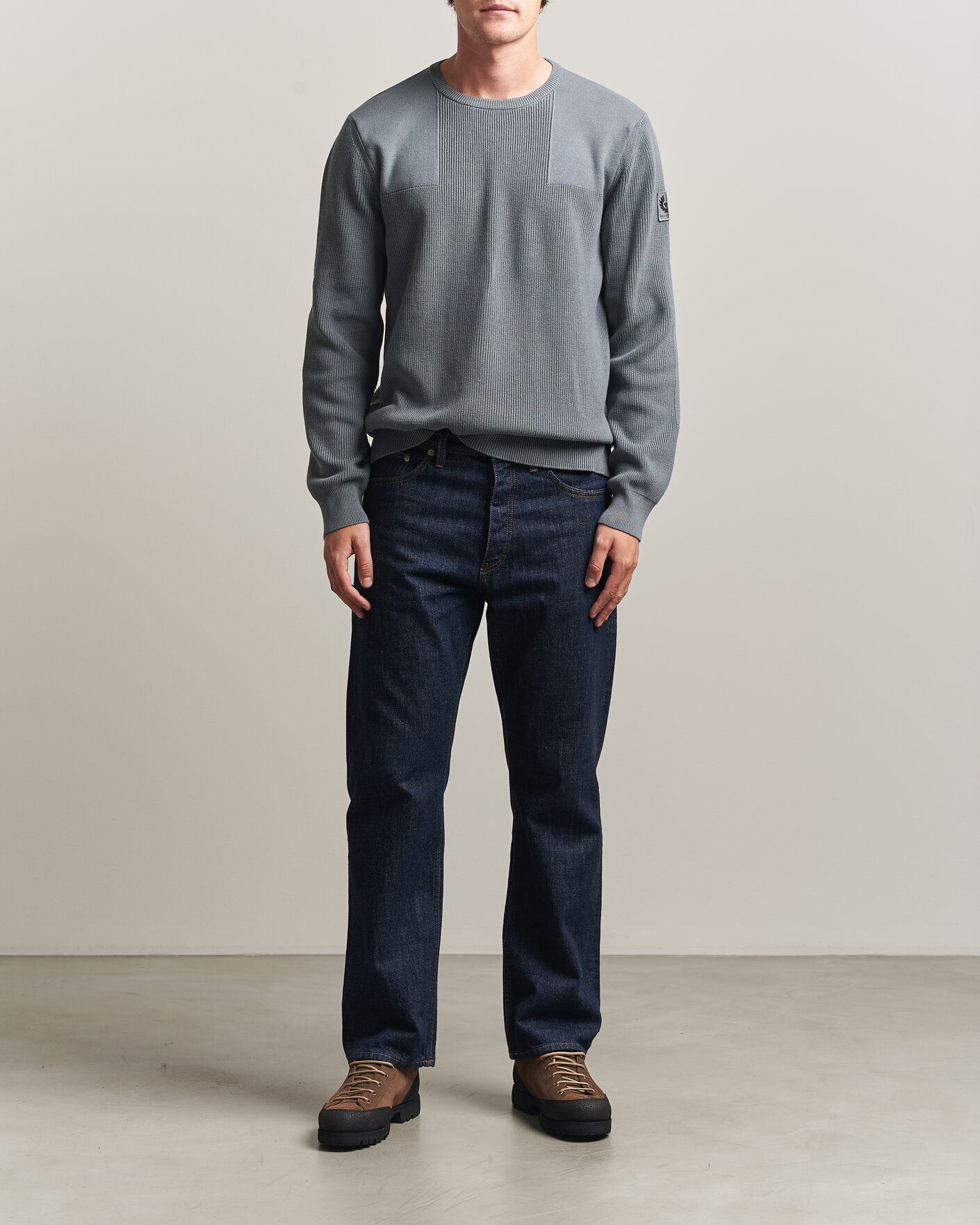 Hombres | Jerséis y prendas de punto | Belstaff | Commander Knitted Crew Neck Atlantic Grey