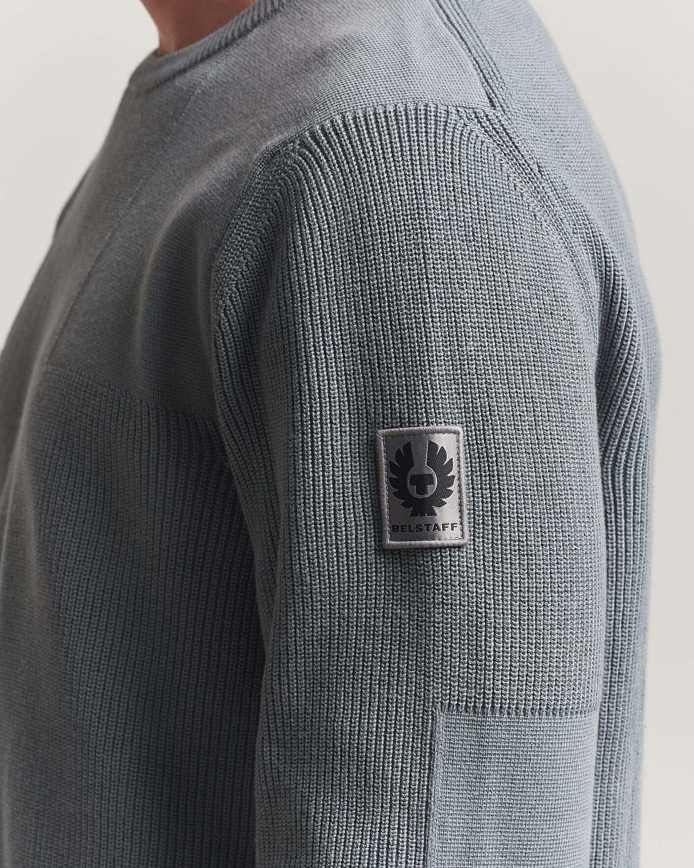 Hombres | Jerséis y prendas de punto | Belstaff | Commander Knitted Crew Neck Atlantic Grey