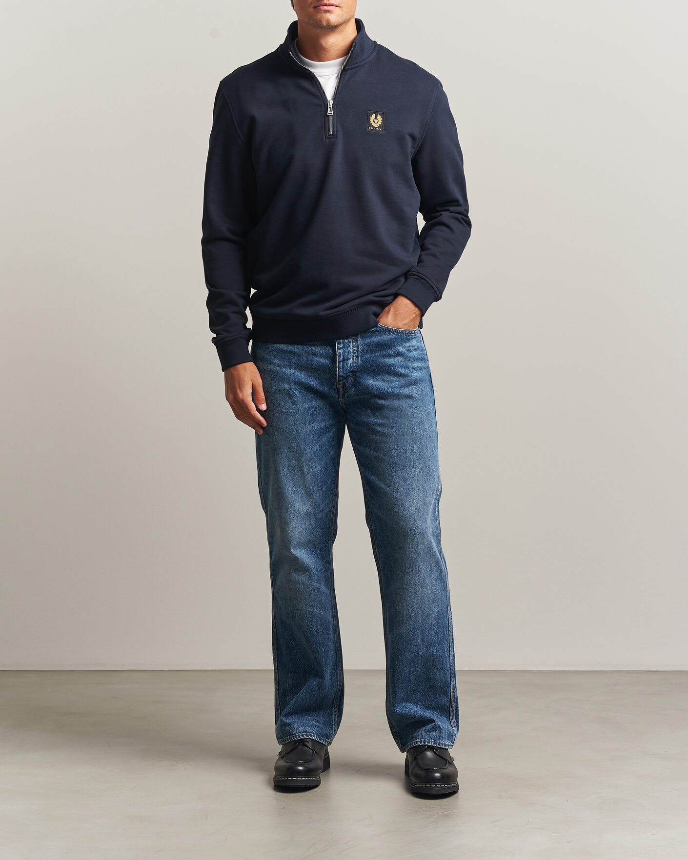 Hombres | Jerséis y prendas de punto | Belstaff | Signature Half Zip Sweatshirt Dark Ink