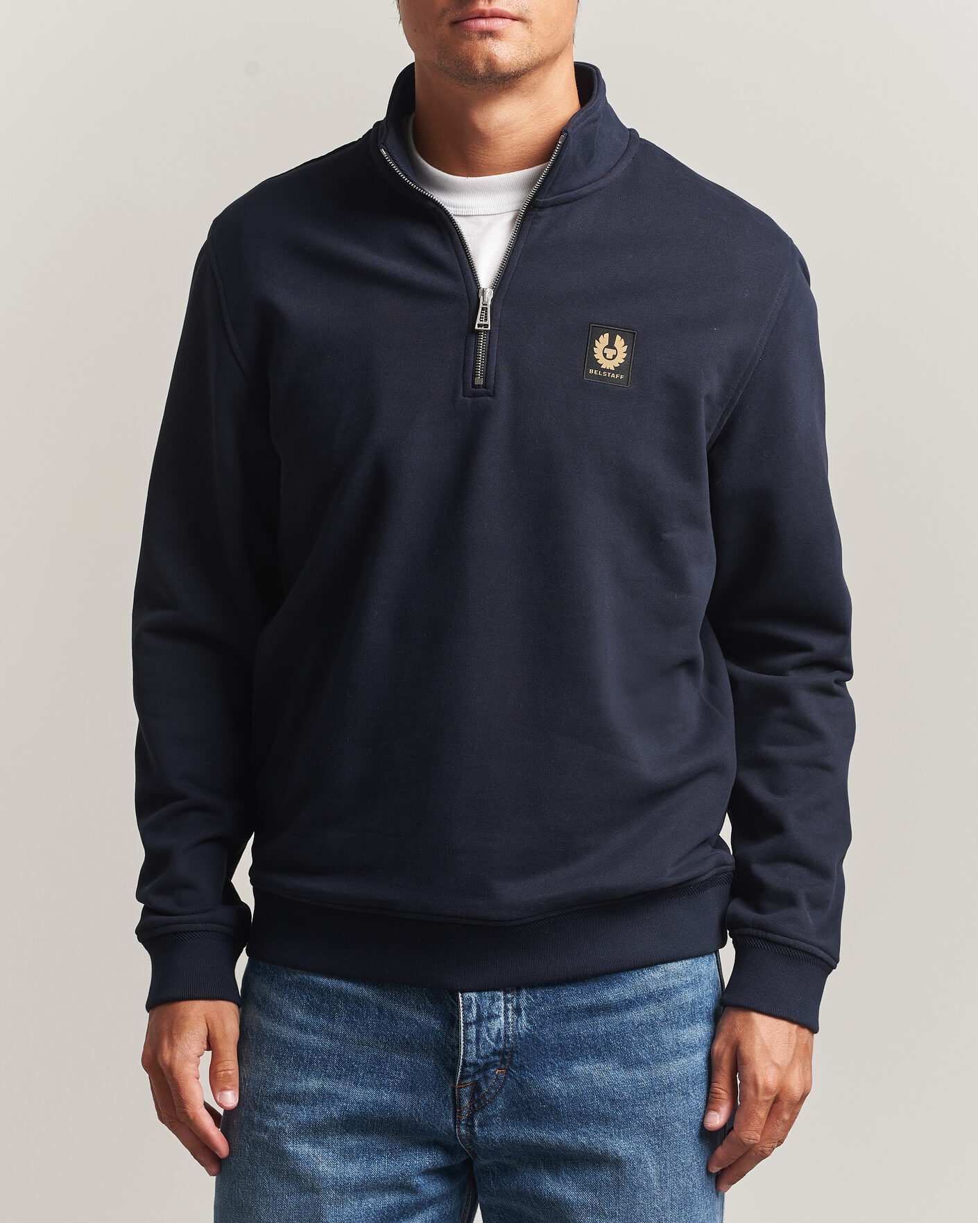 Hombres | Jerséis y prendas de punto | Belstaff | Signature Half Zip Sweatshirt Dark Ink