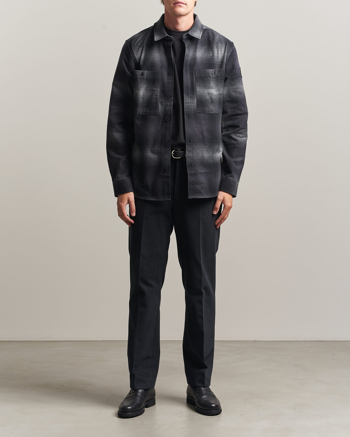 Hombres | Camisas | Belstaff | Outpost Cotton Flannel Checked Overshirt Black