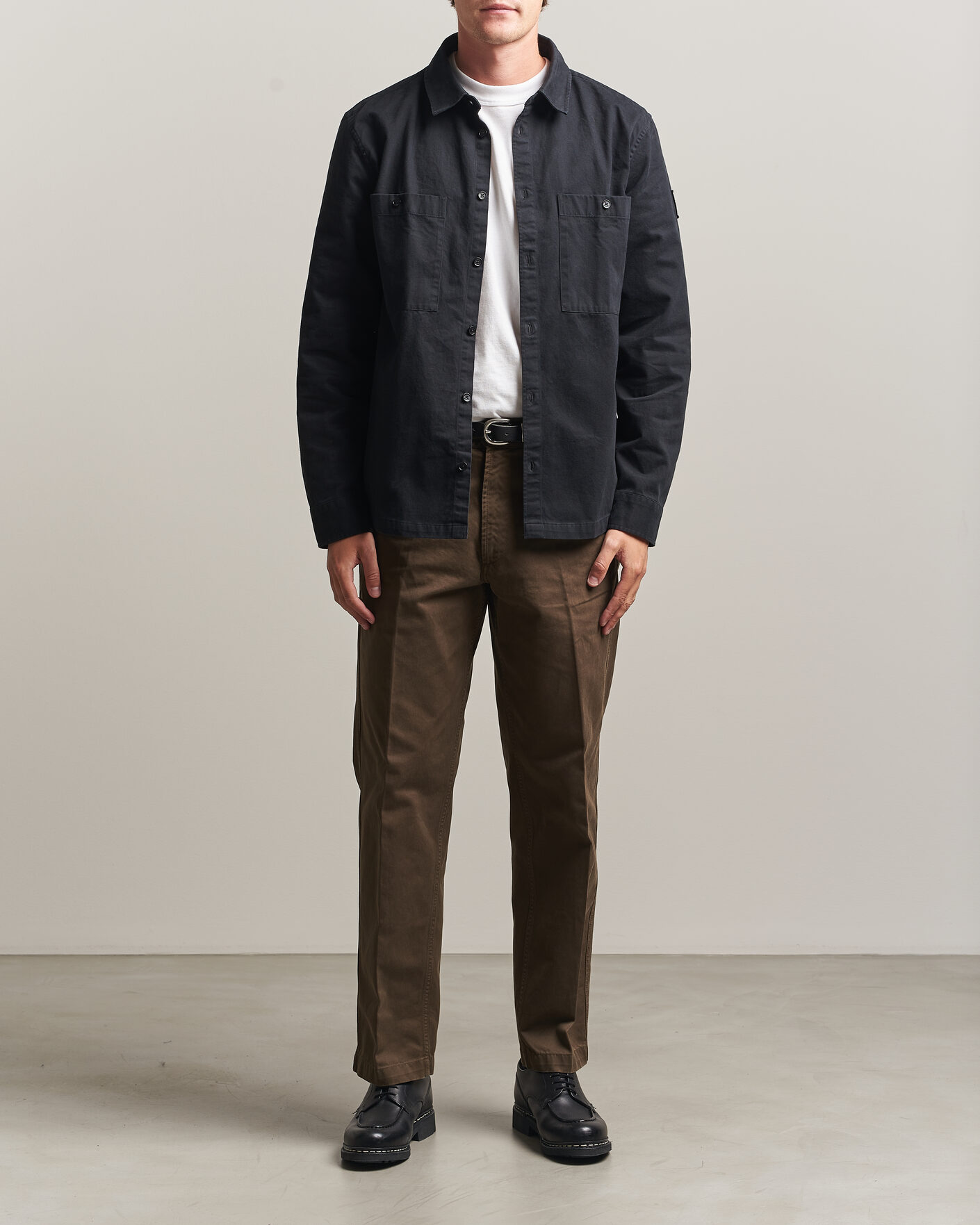 Hombres | Camisas | Belstaff | Outpost Cotton Herringbone Overshirt Black