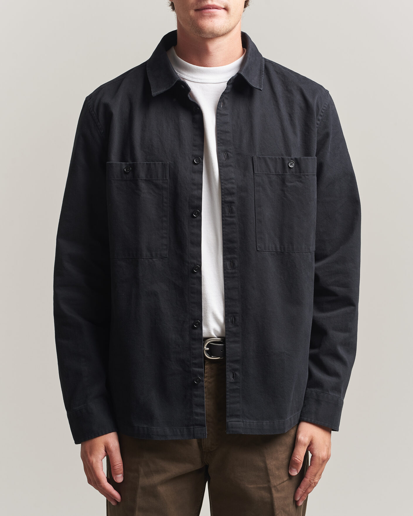 Hombres | Camisas | Belstaff | Outpost Cotton Herringbone Overshirt Black