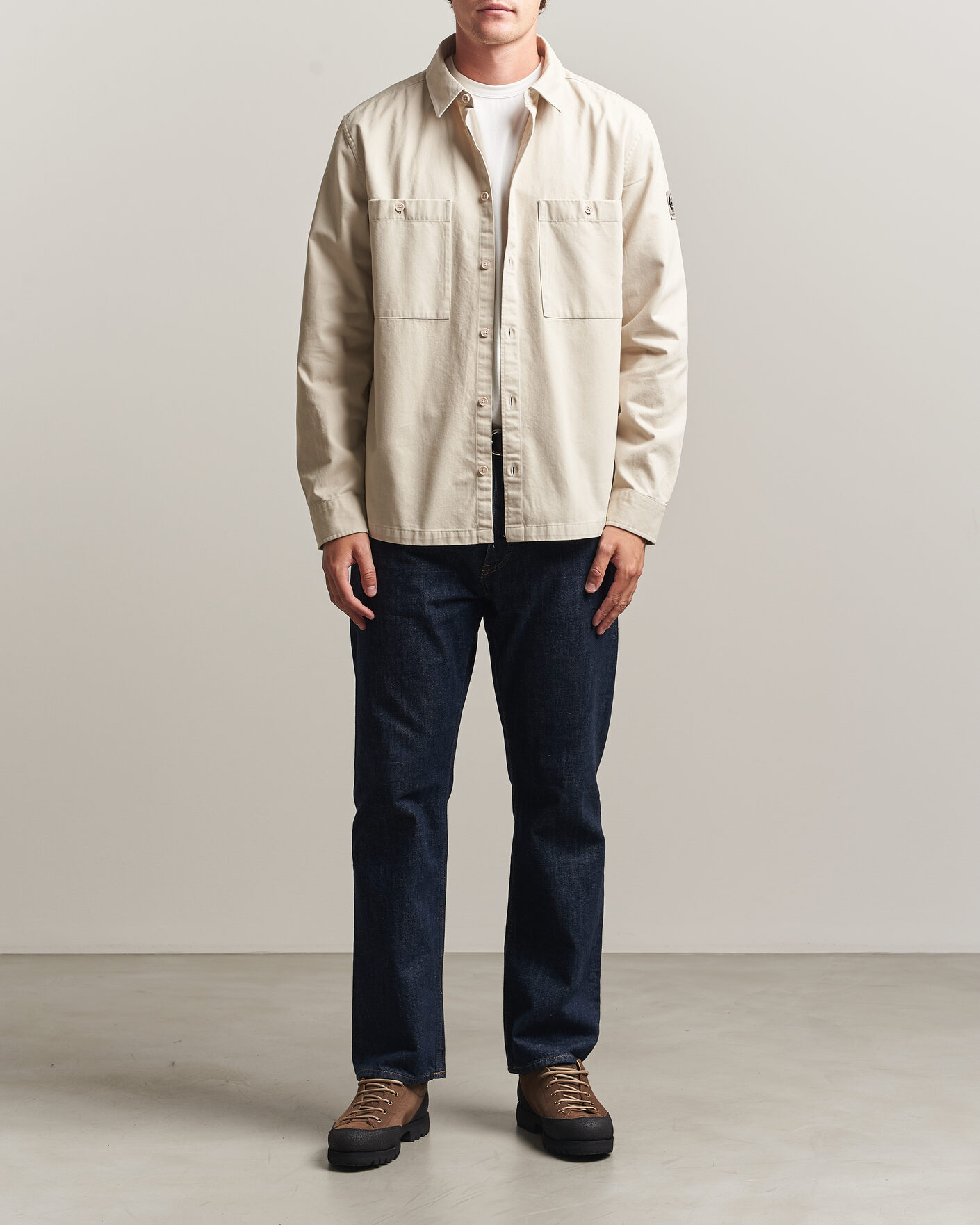 Hombres | Camisas | Belstaff | Outpost Cotton Herringbone Overshirt Pale Stone