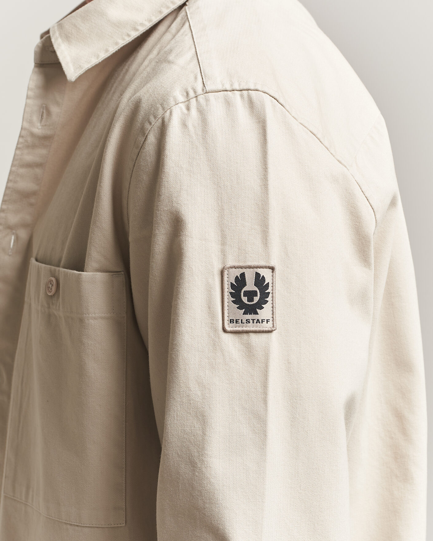 Hombres | Camisas | Belstaff | Outpost Cotton Herringbone Overshirt Pale Stone