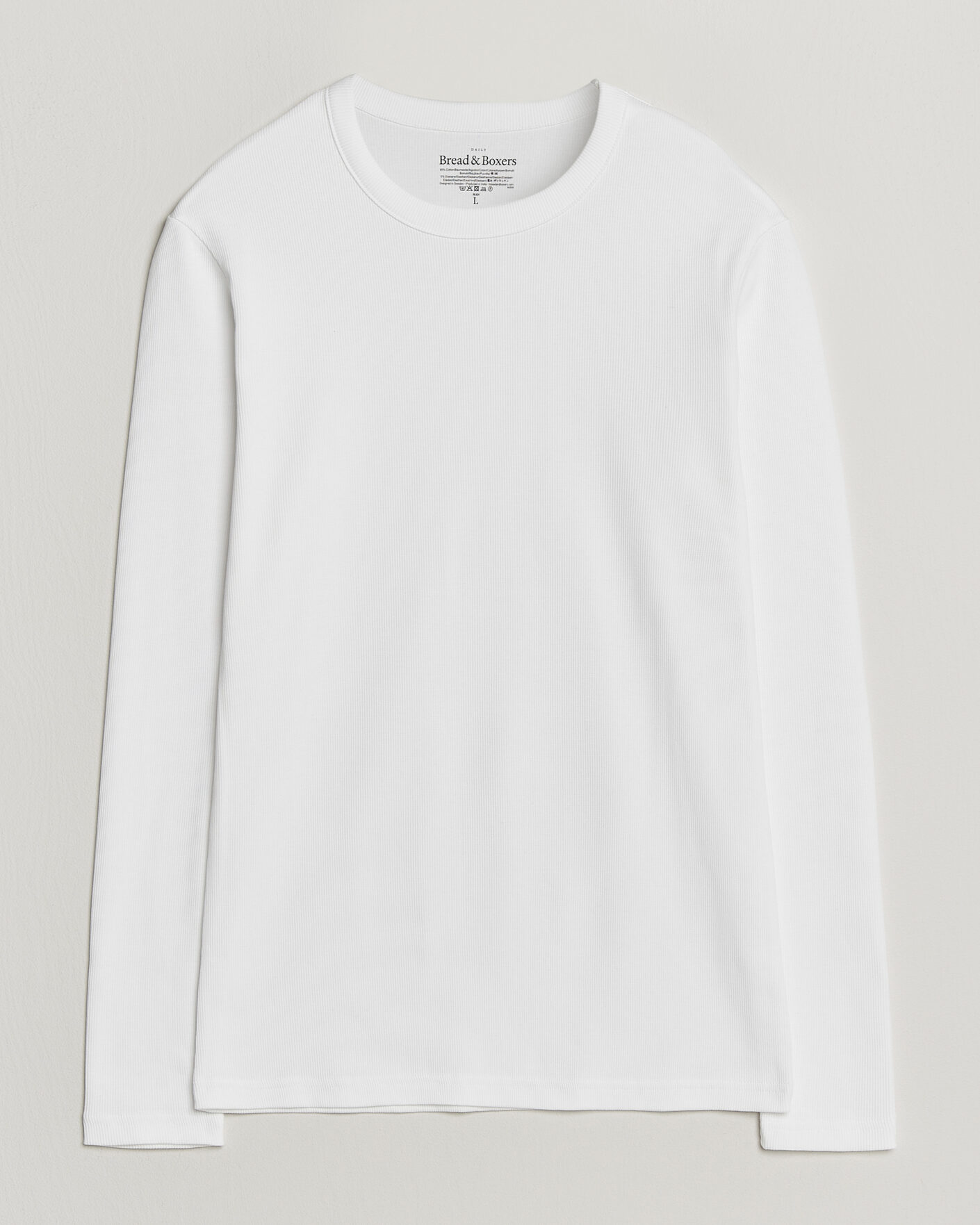 Hombres | Camisetas | Bread & Boxers | Ribbed Long Sleeve T-Shirt White