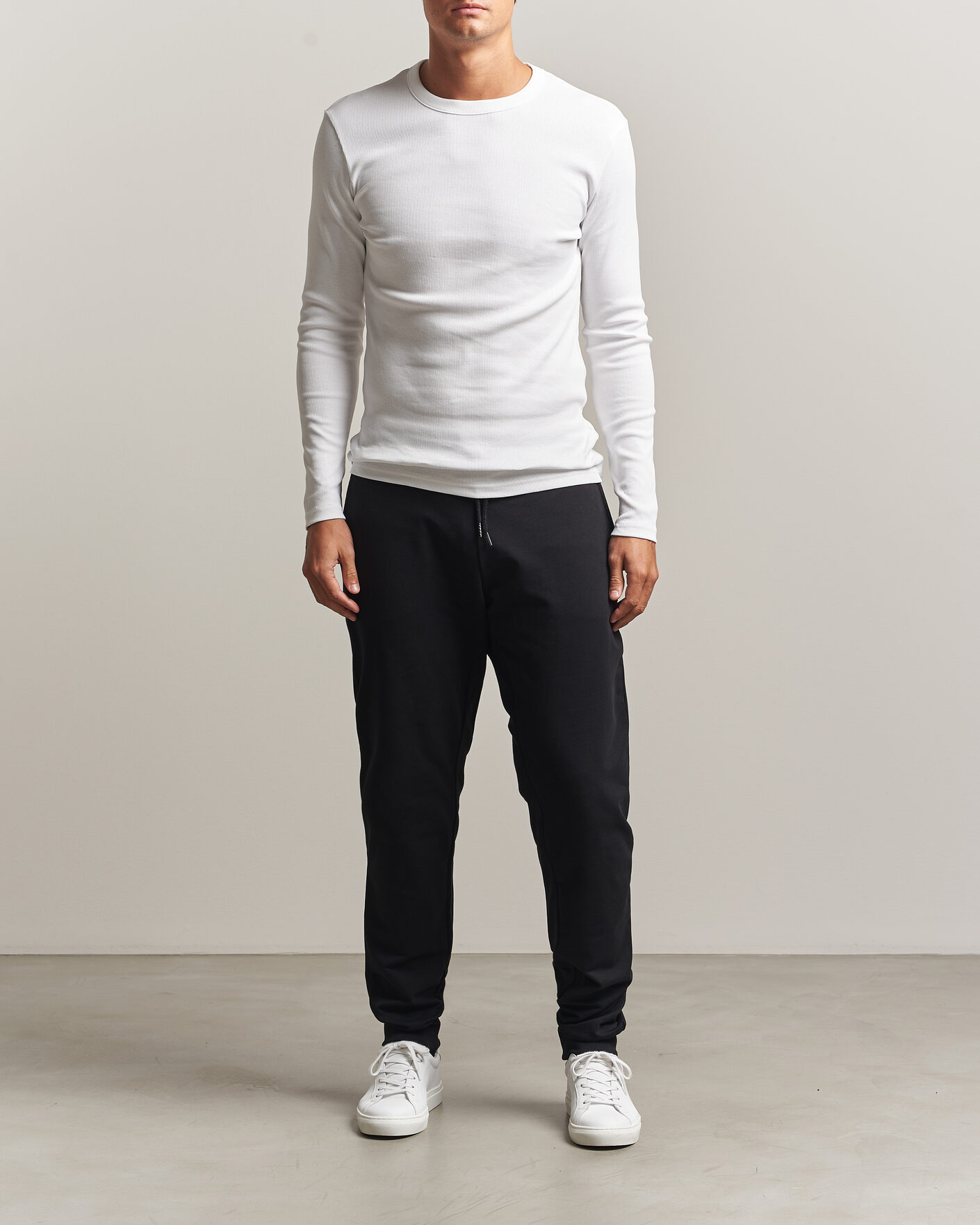 Hombres | Camisetas | Bread & Boxers | Ribbed Long Sleeve T-Shirt White