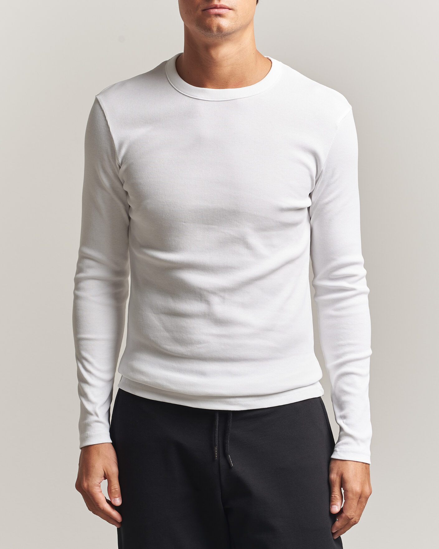 Hombres | Camisetas | Bread & Boxers | Ribbed Long Sleeve T-Shirt White