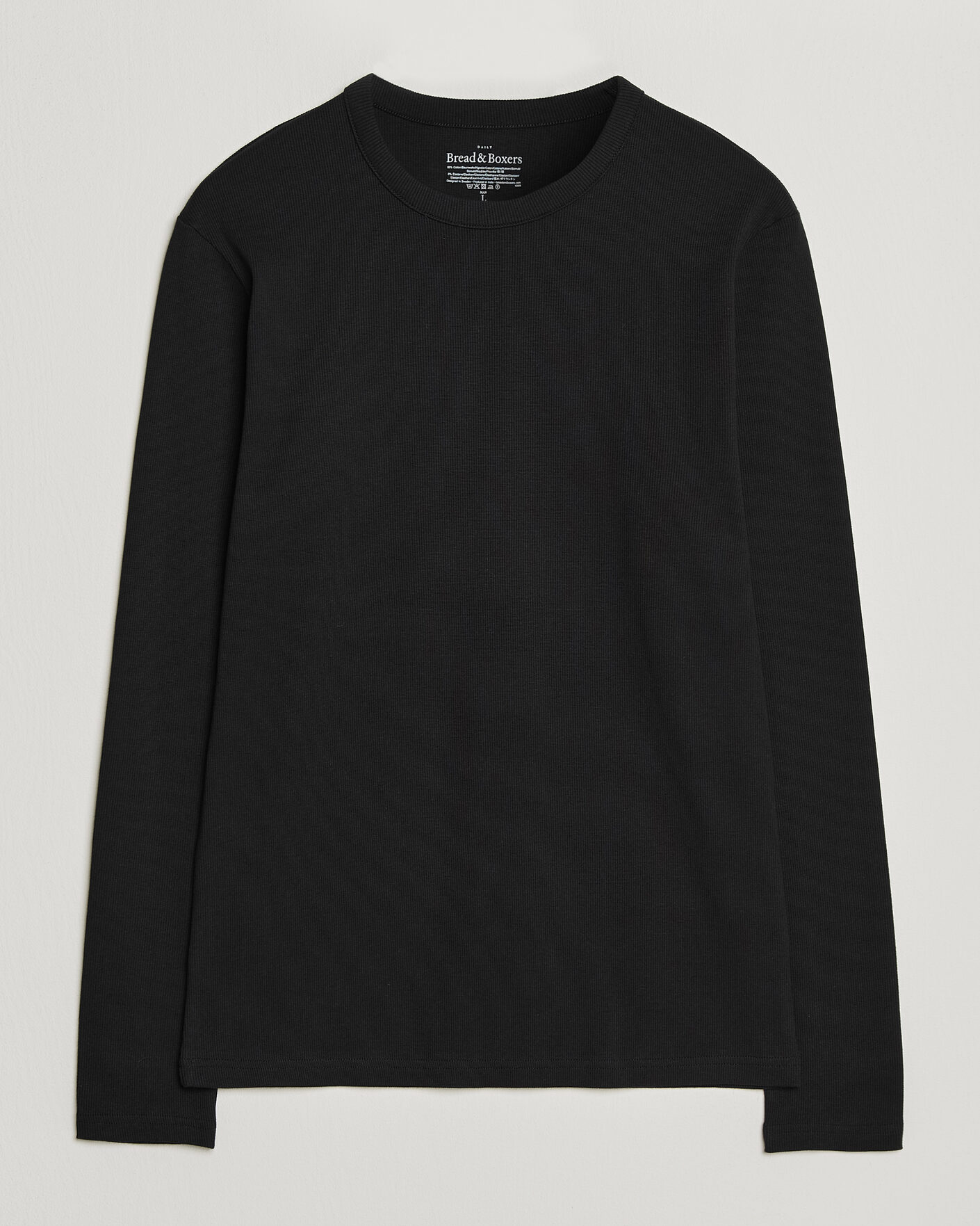Hombres | Camisetas | Bread & Boxers | Ribbed Long Sleeve T-Shirt Black