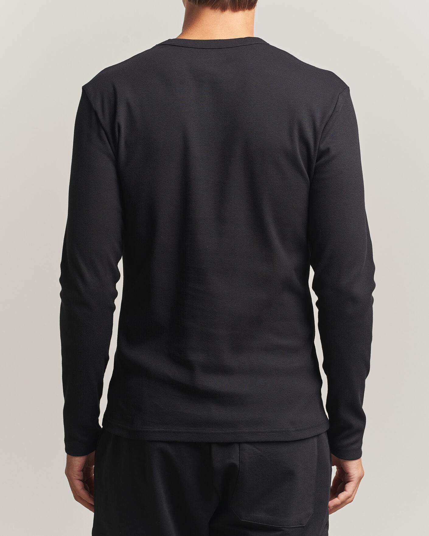 Hombres | Camisetas | Bread & Boxers | Ribbed Long Sleeve T-Shirt Black
