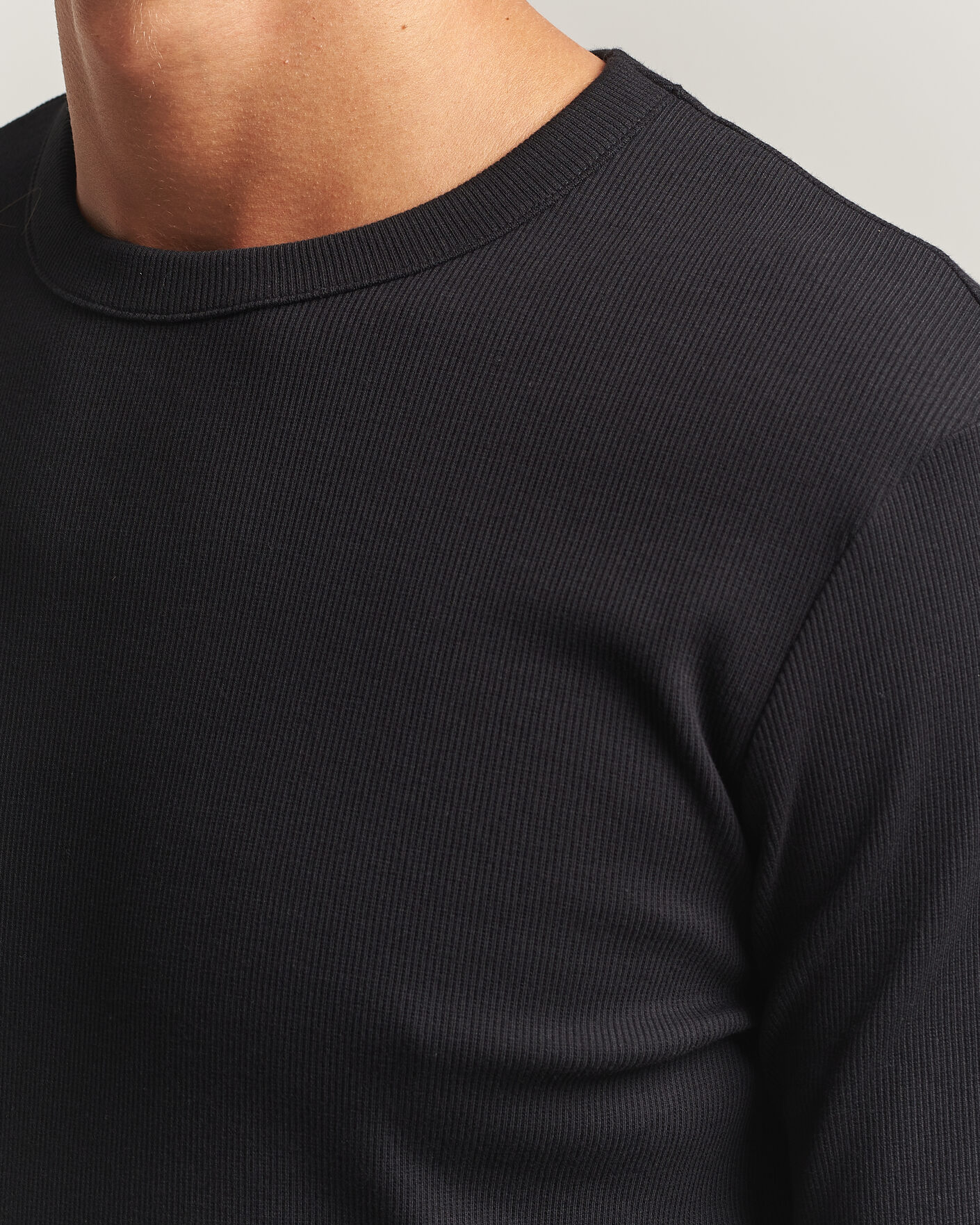 Hombres | Camisetas | Bread & Boxers | Ribbed Long Sleeve T-Shirt Black