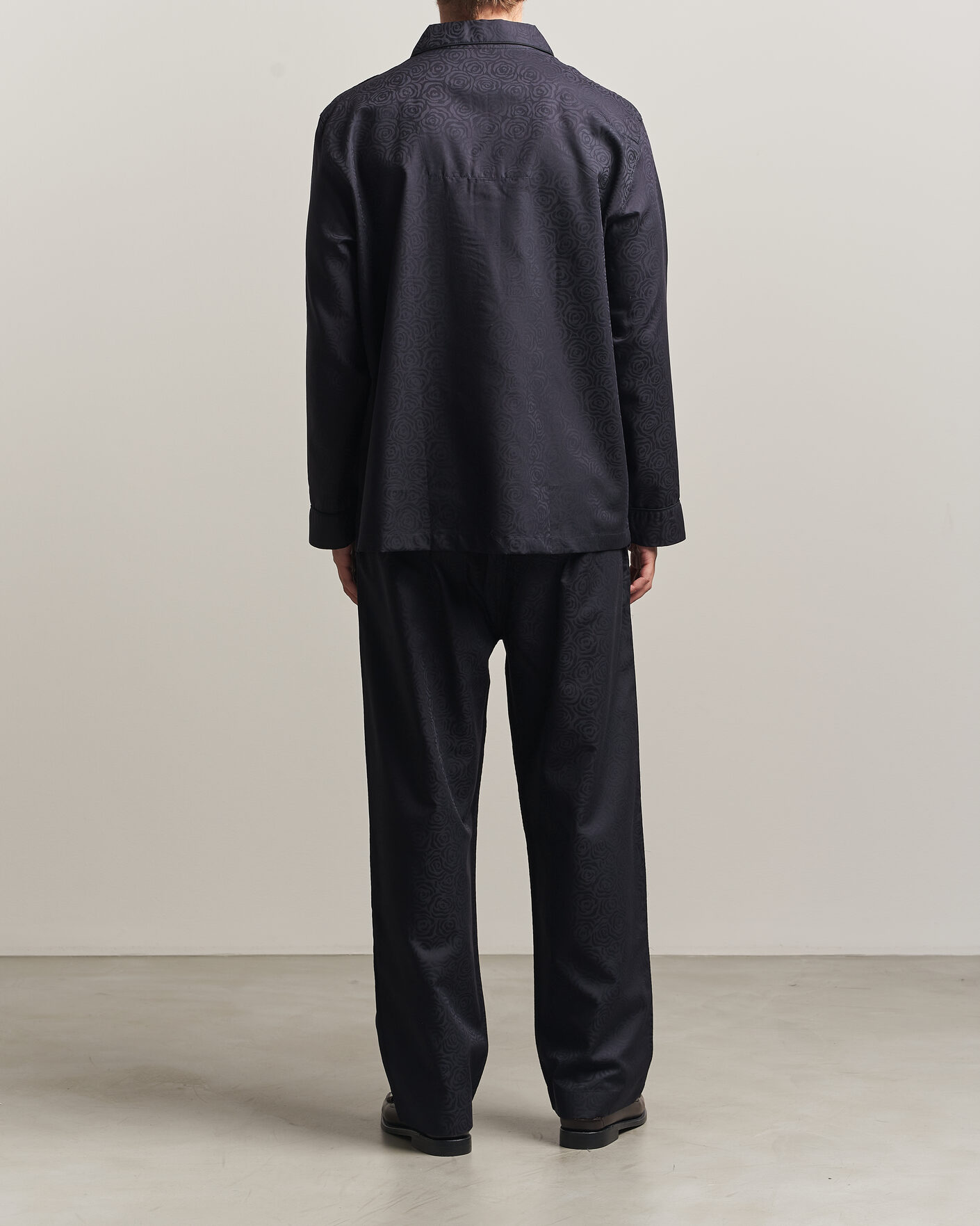 Hombres | Pijamas y batas | Derek Rose | Piped Jacquard Cotton Pyjama Set Black