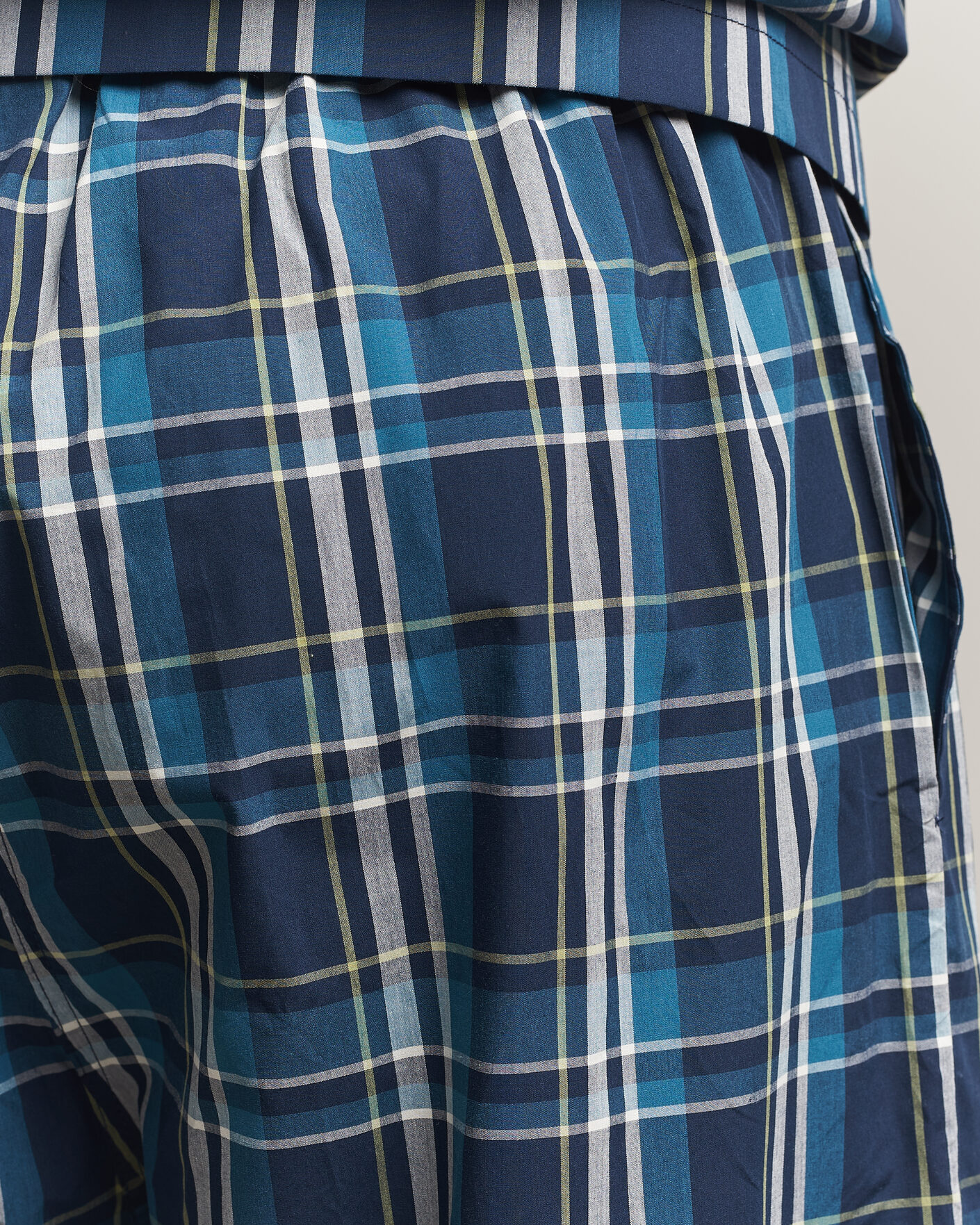 Hombres | Pijamas y batas | Derek Rose | Piped Checked Cotton Pyjama Set Navy