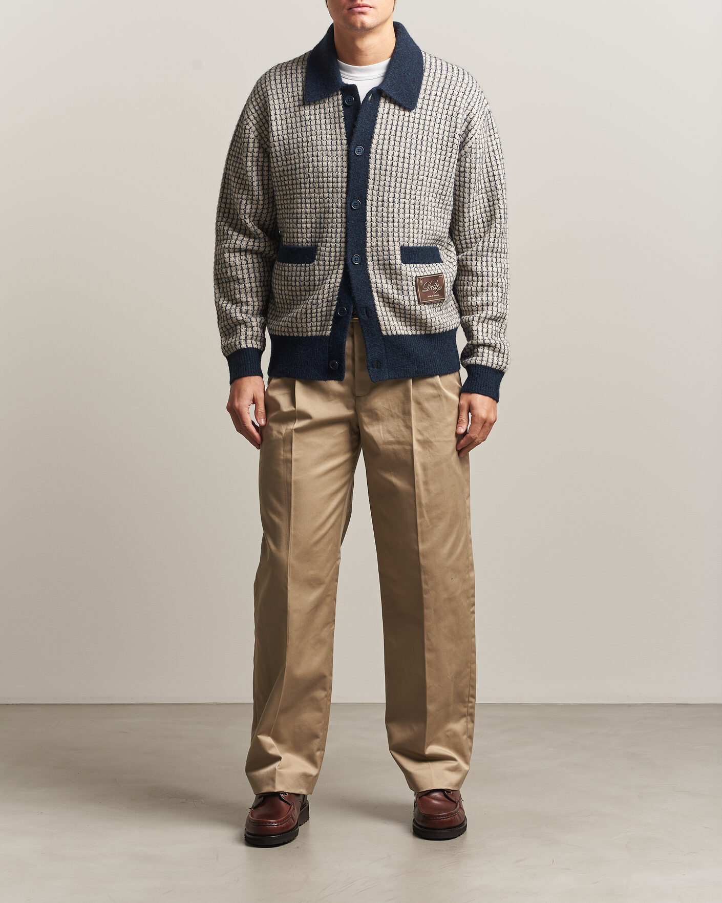 Hombres | Jerséis y prendas de punto | Drôle de Monsieur | Waffle Knitted Cardigan Navy