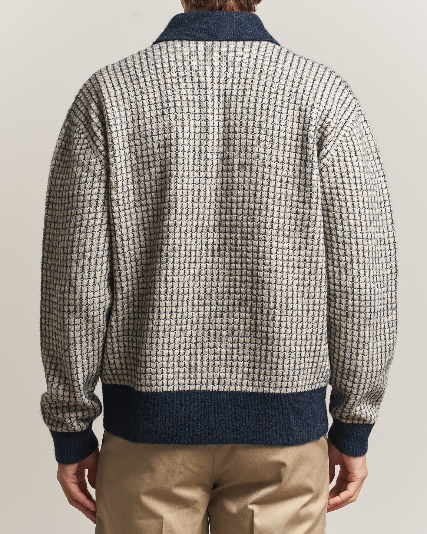 Hombres | Jerséis y prendas de punto | Drôle de Monsieur | Waffle Knitted Cardigan Navy