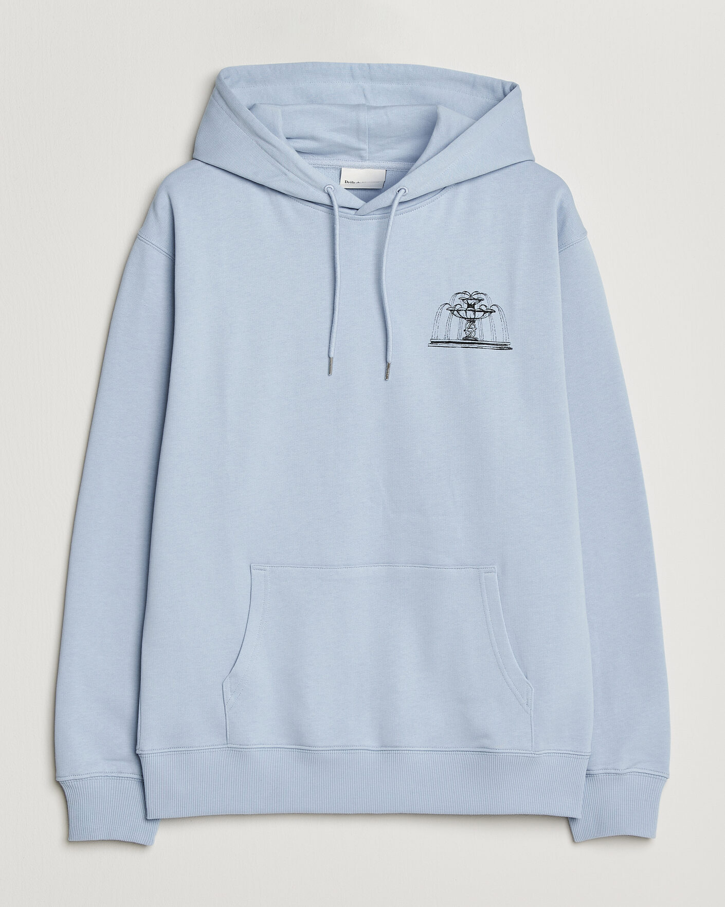 Hombres | Jerséis y prendas de punto | Drôle de Monsieur | Fountain Printed Hoodie Light Blue