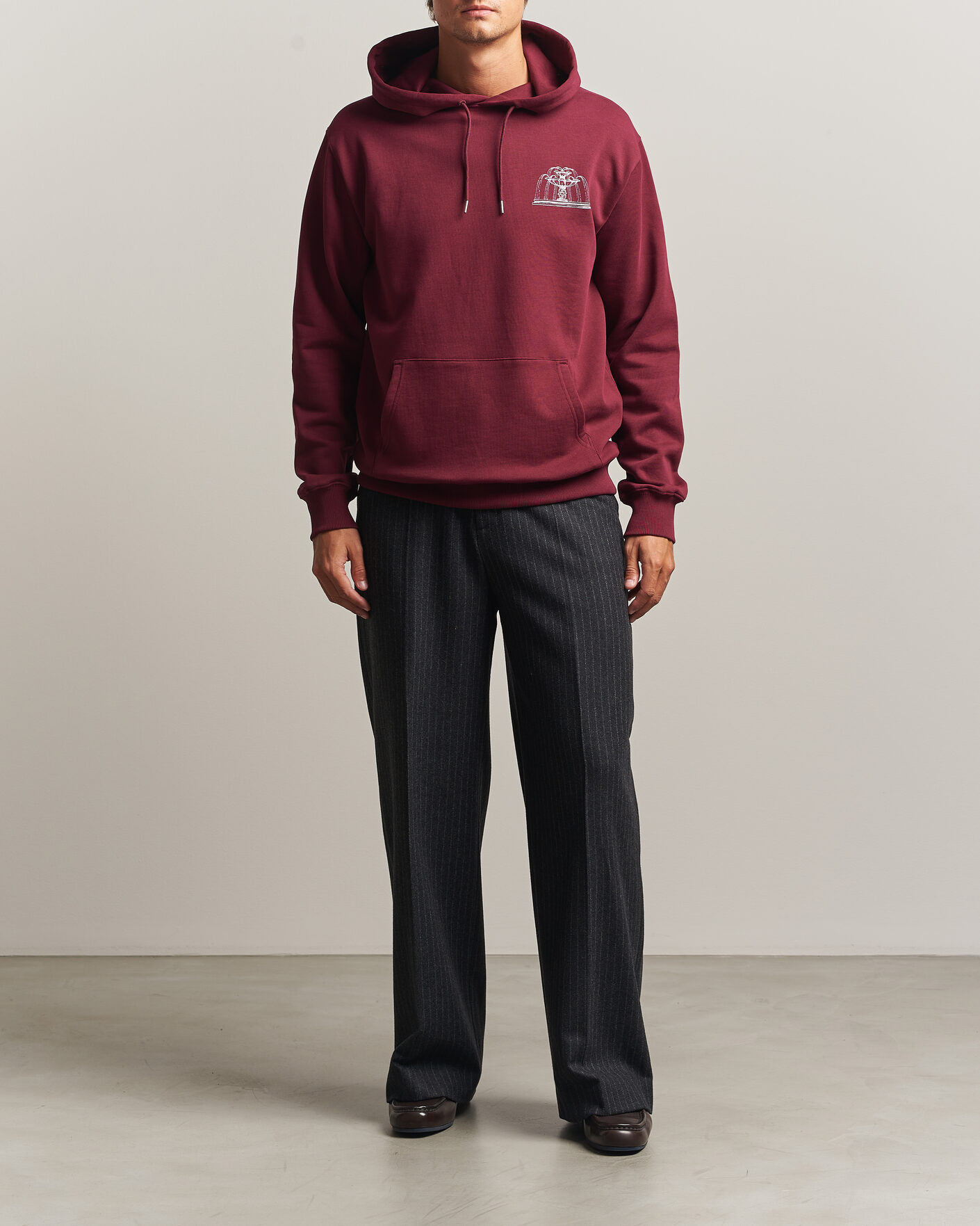Hombres | Jerséis y prendas de punto | Drôle de Monsieur | Fountain Printed Hoodie Burgundy