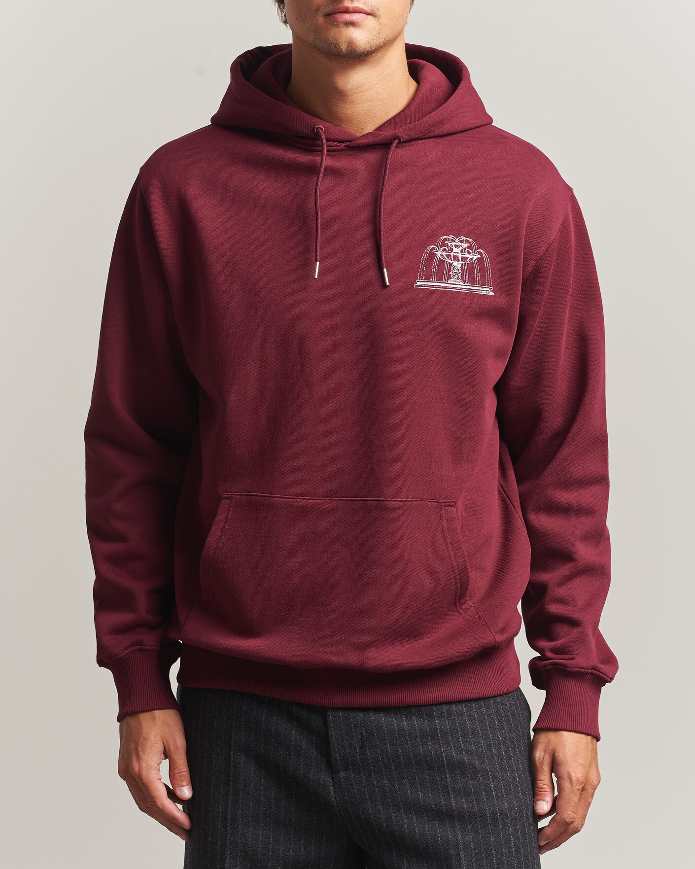 Hombres | Jerséis y prendas de punto | Drôle de Monsieur | Fountain Printed Hoodie Burgundy