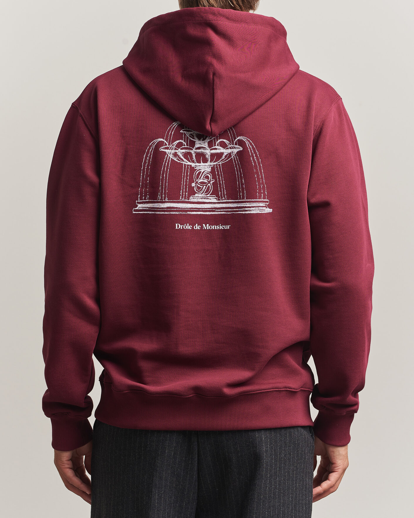 Hombres | Jerséis y prendas de punto | Drôle de Monsieur | Fountain Printed Hoodie Burgundy