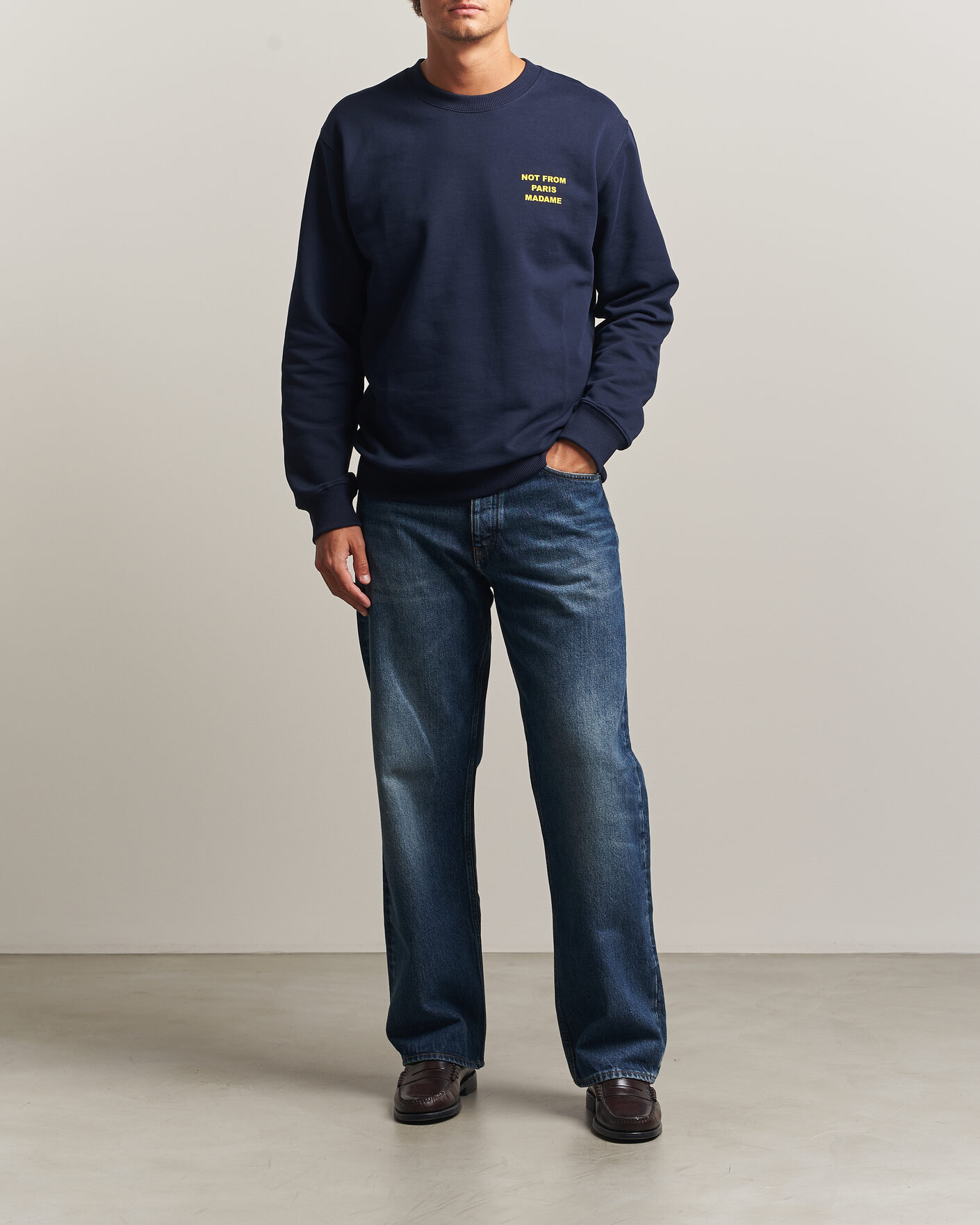 Hombres | Jerséis y prendas de punto | Drôle de Monsieur | Bold Slogan Sweatshirt Navy