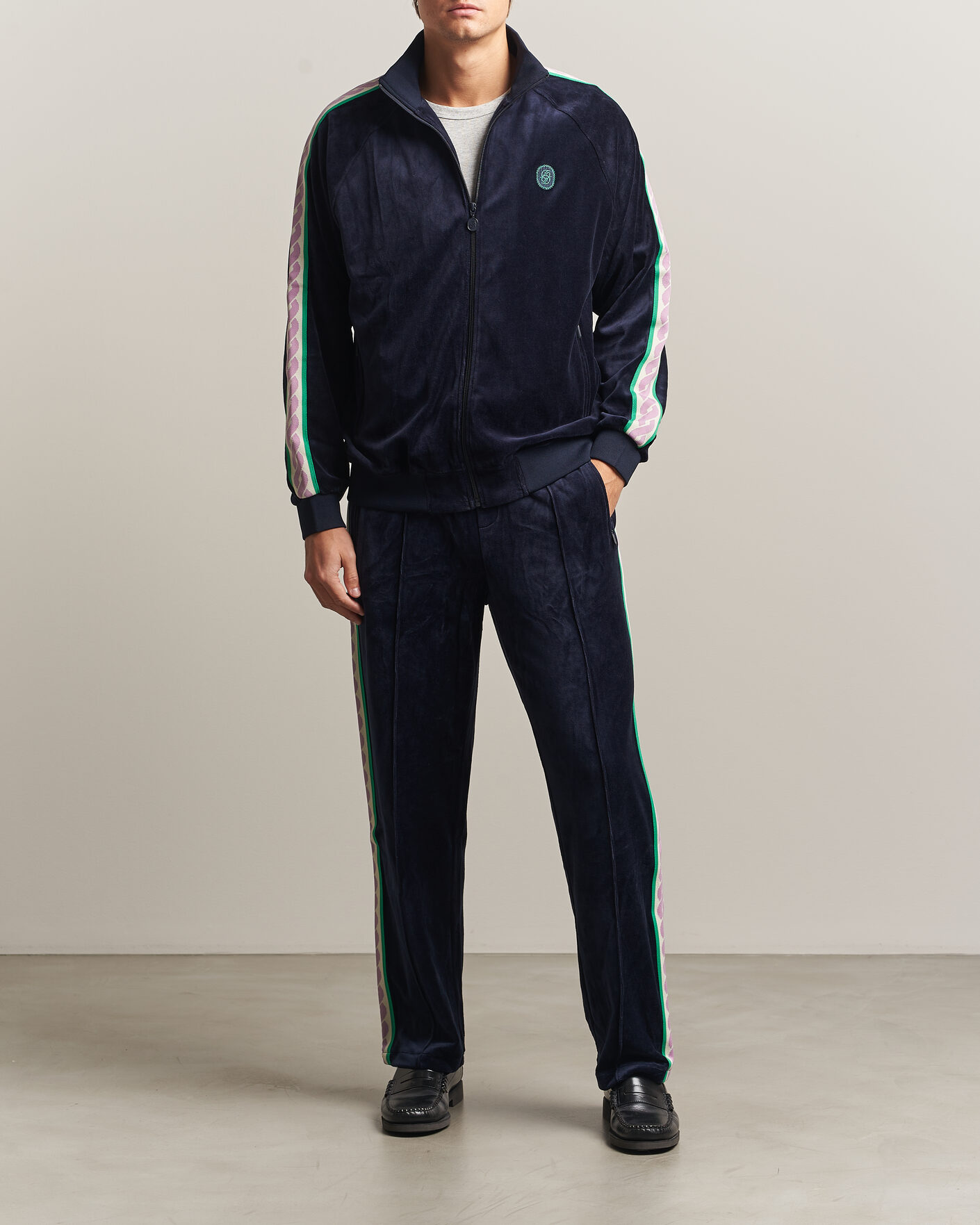 Hombres | Jerséis y prendas de punto | Drôle de Monsieur | Survêtement Velours Track Jacket Navy