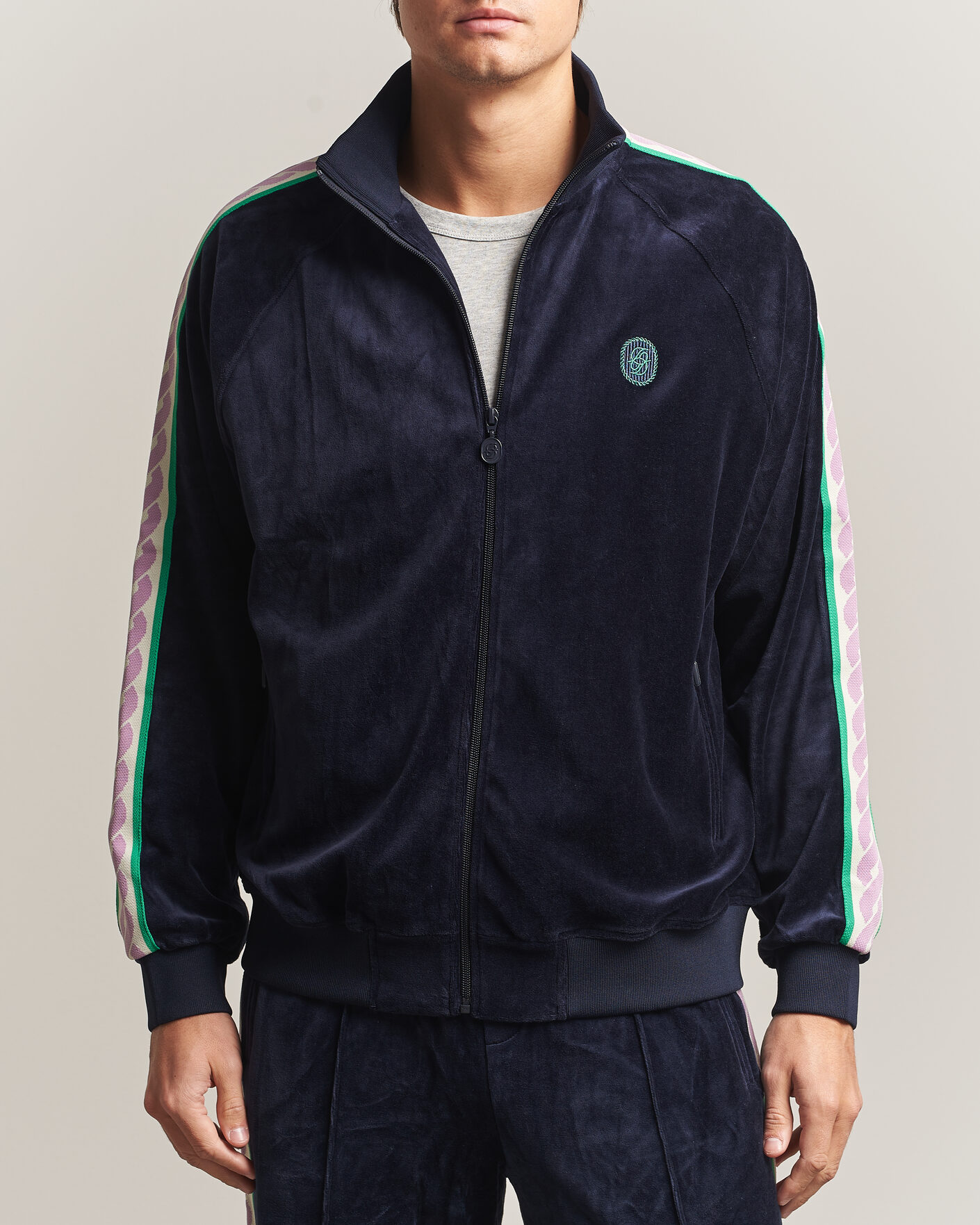 Hombres | Jerséis y prendas de punto | Drôle de Monsieur | Survêtement Velours Track Jacket Navy