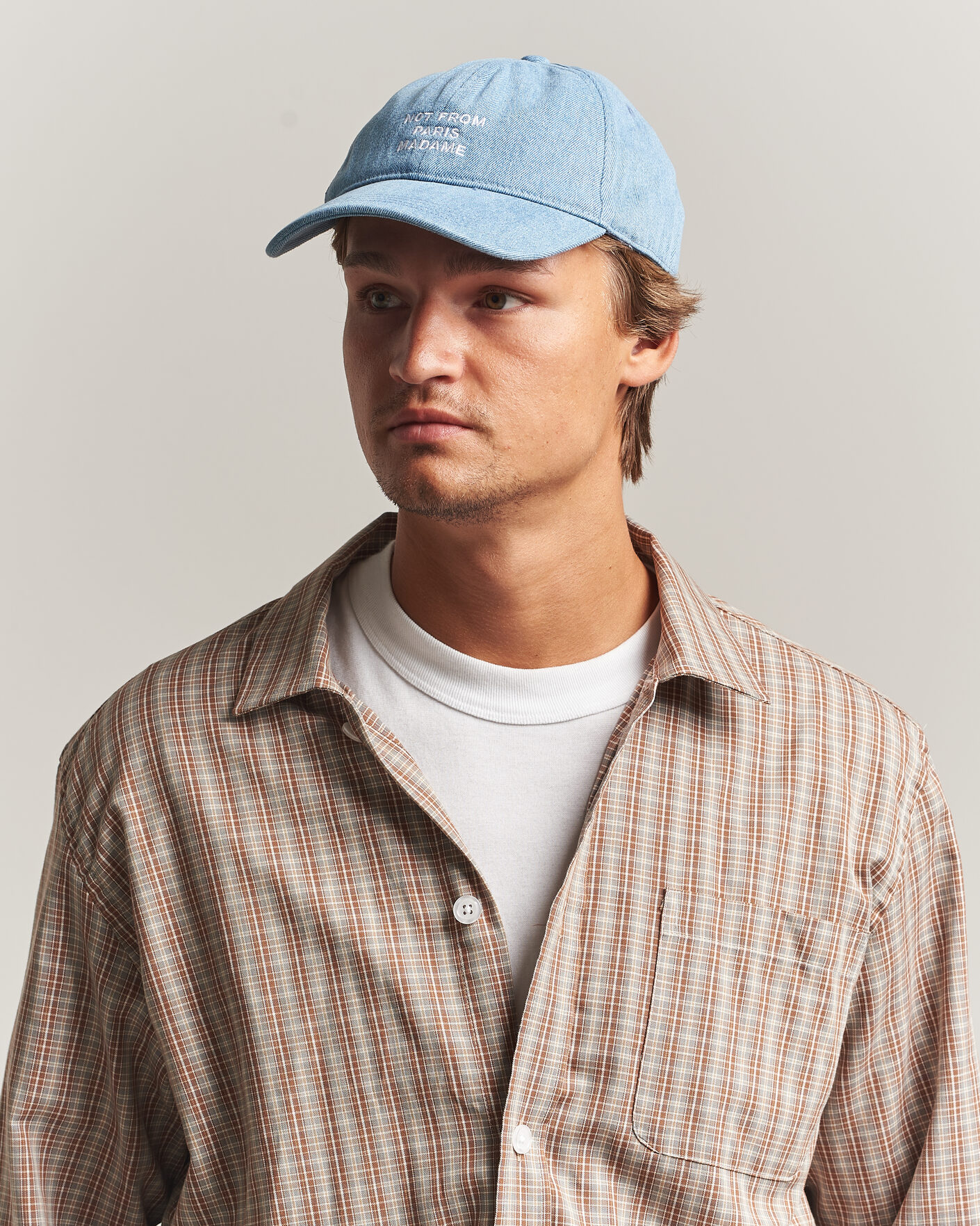 Hombres | Sombreros y gorras | Drôle de Monsieur | Slogan Denim Baseball Cap Blue
