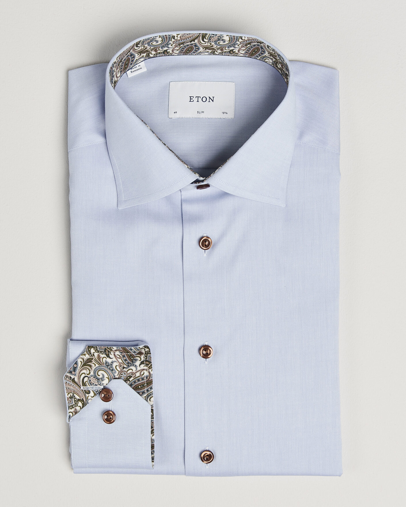 Hombres | Camisas | Eton | Slim Fit Signature Twill Contrast Shirt Light Blue