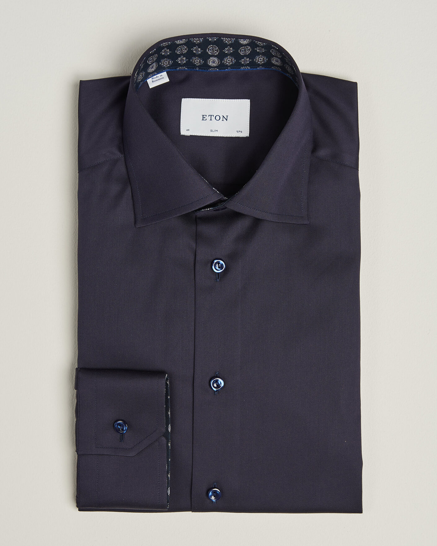 Hombres | Camisas | Eton | Slim Fit Signature Twill Contrast Shirt Navy Blue