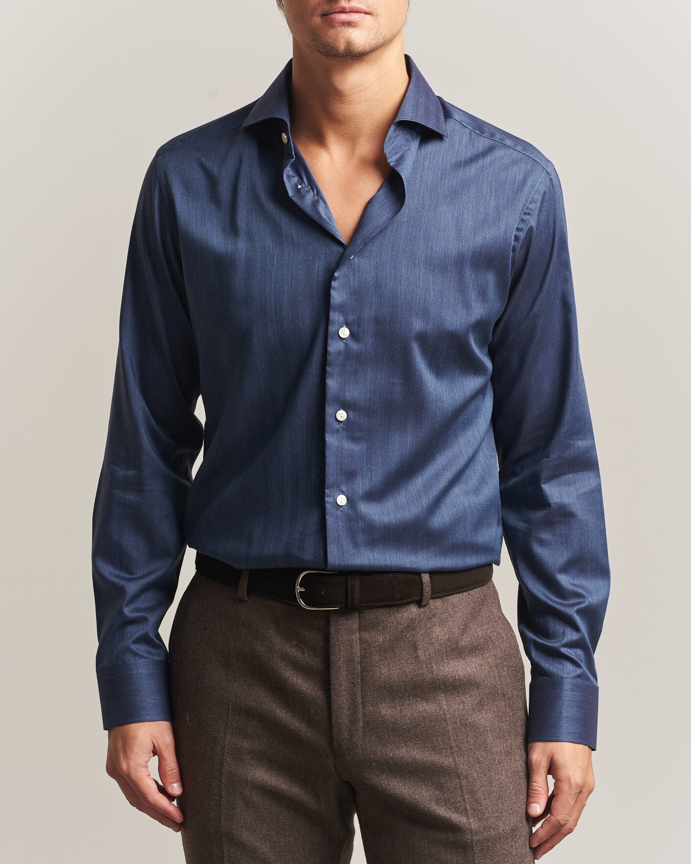 Hombres | Camisas | Eton | Slim Fit Signature Flannel Shirt Dark Blue