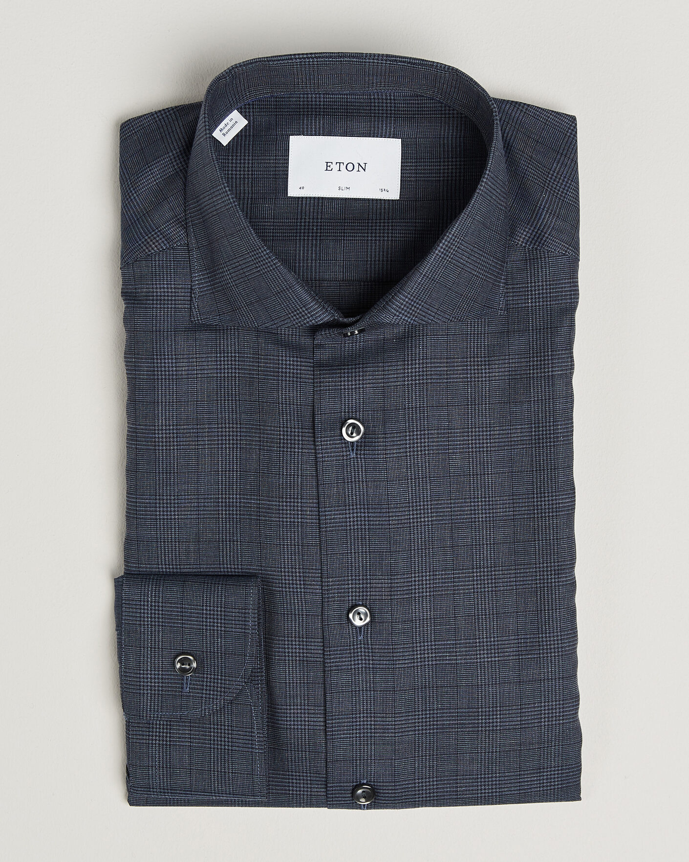 Hombres | Camisas | Eton | Slim Fit Signature Flannel Checked Shirt Dark Blue
