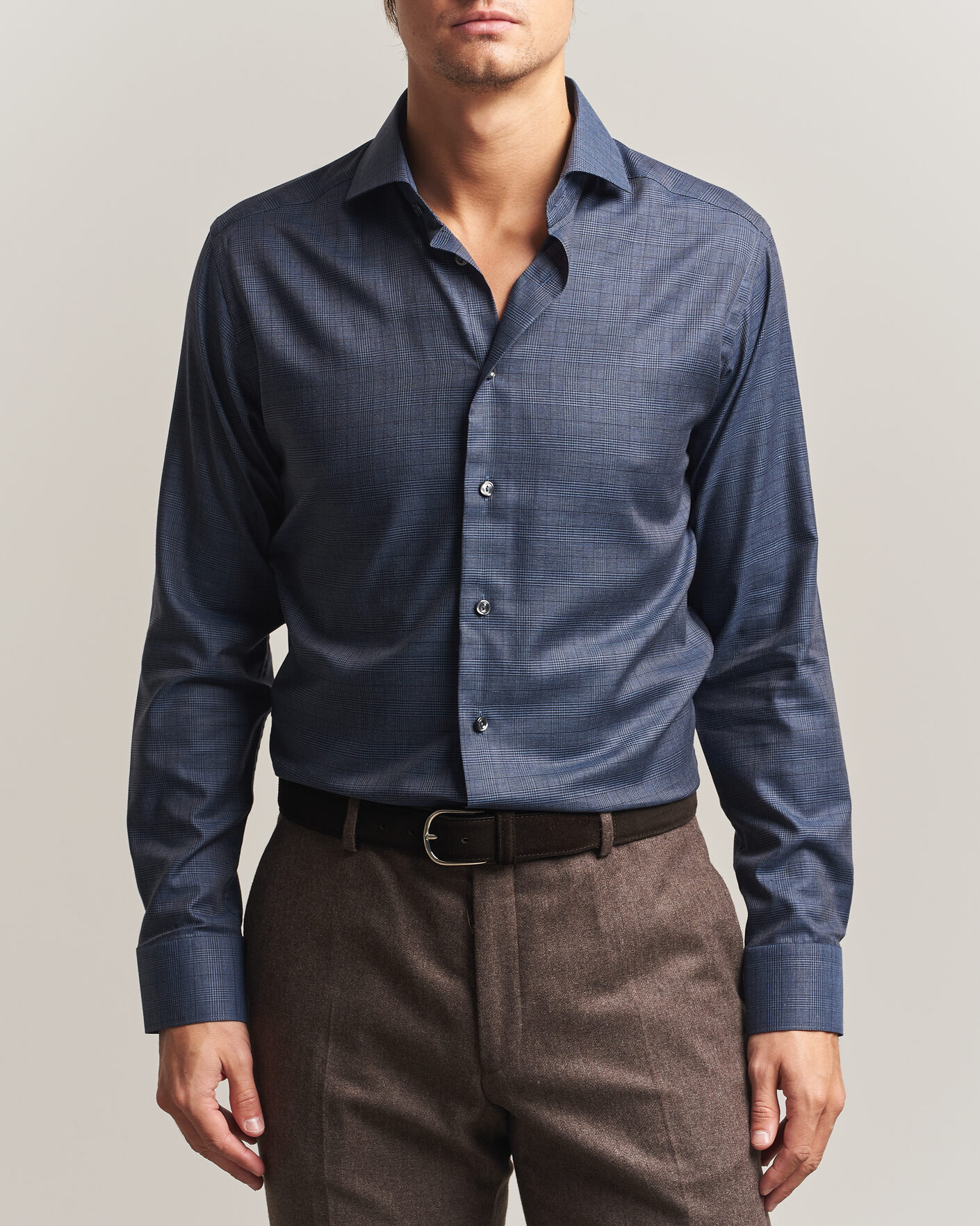 Hombres | Camisas | Eton | Slim Fit Signature Flannel Checked Shirt Dark Blue
