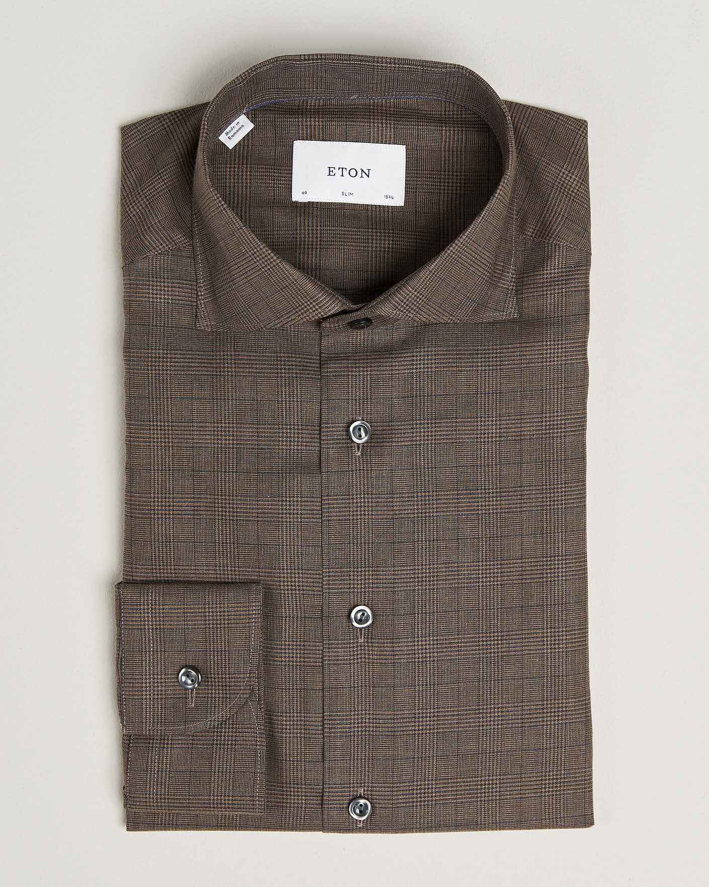 Hombres | Camisas | Eton | Slim Fit Signature Flannel Checked Shirt Dark Brown