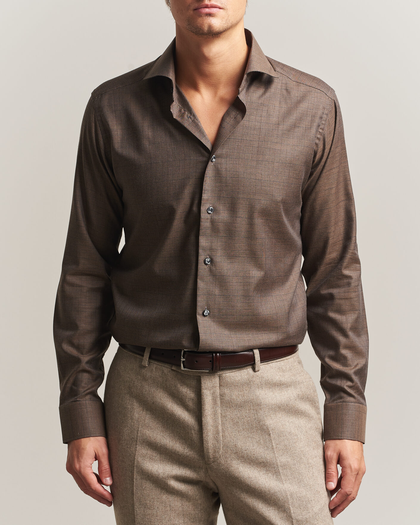 Hombres | Camisas | Eton | Slim Fit Signature Flannel Checked Shirt Dark Brown