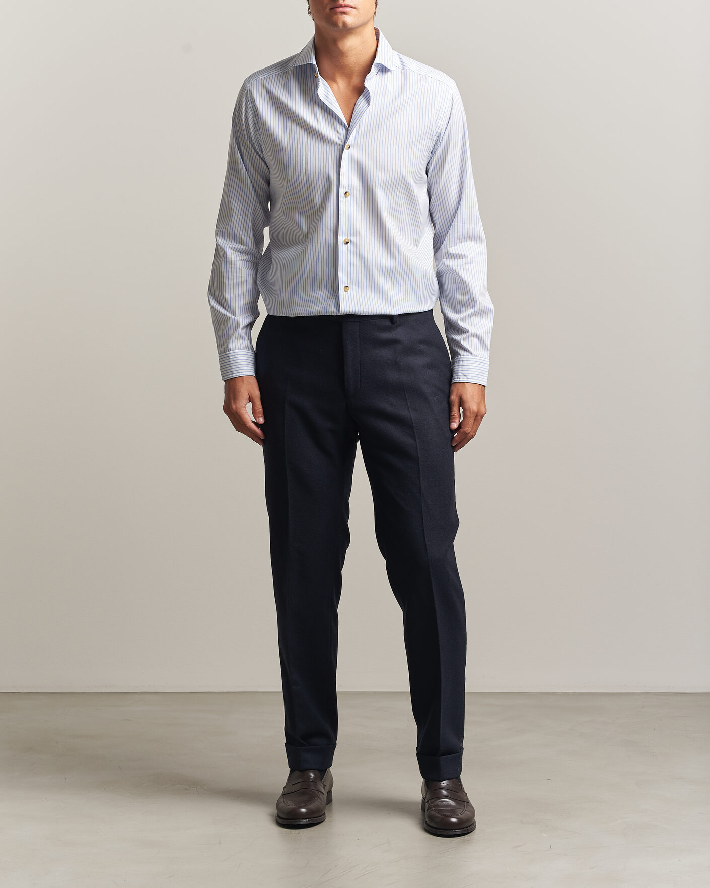 Hombres | Camisas | Eton | Casual Fit Signature Oxford Striped Shirt Light Blue