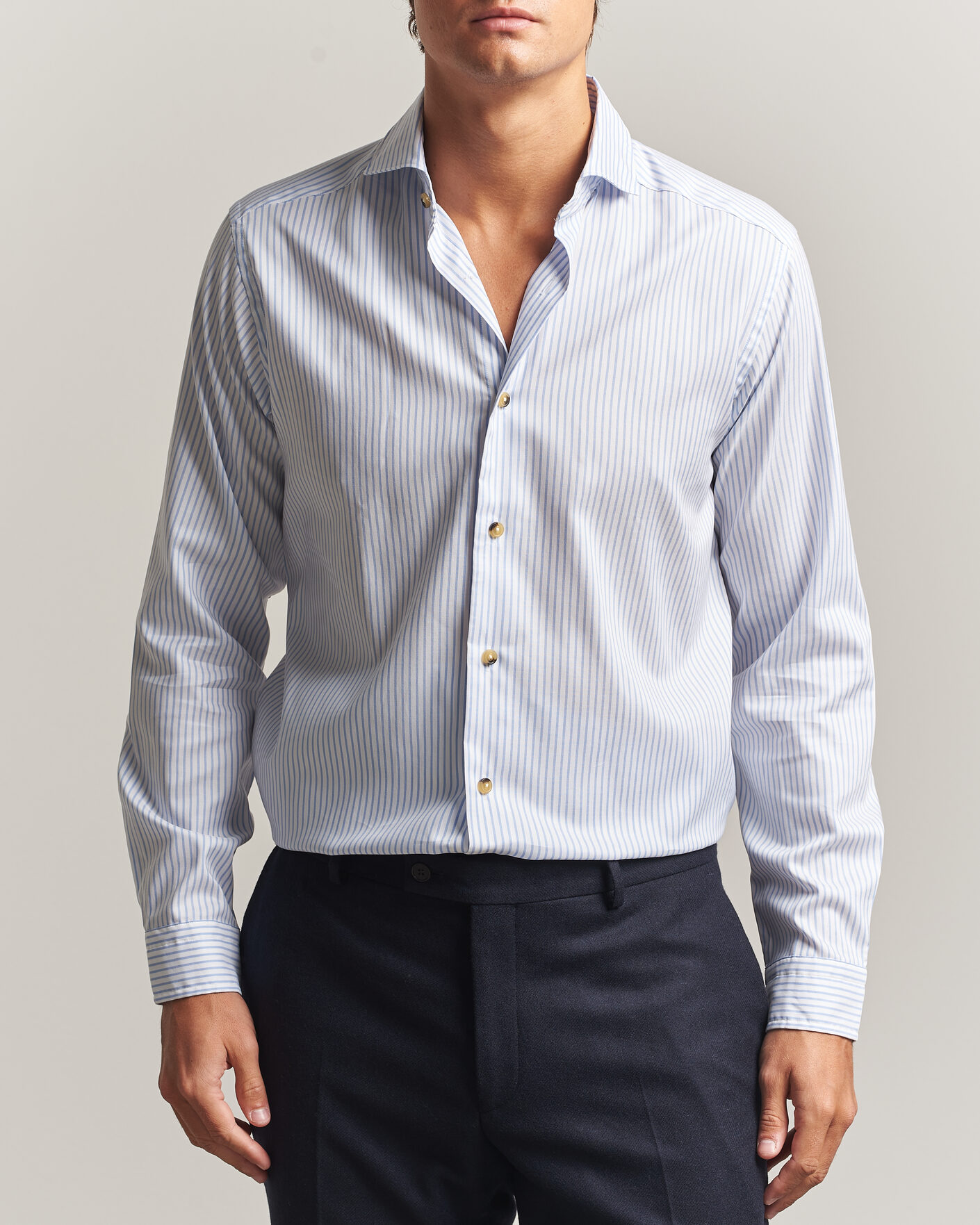 Hombres | Camisas | Eton | Casual Fit Signature Oxford Striped Shirt Light Blue
