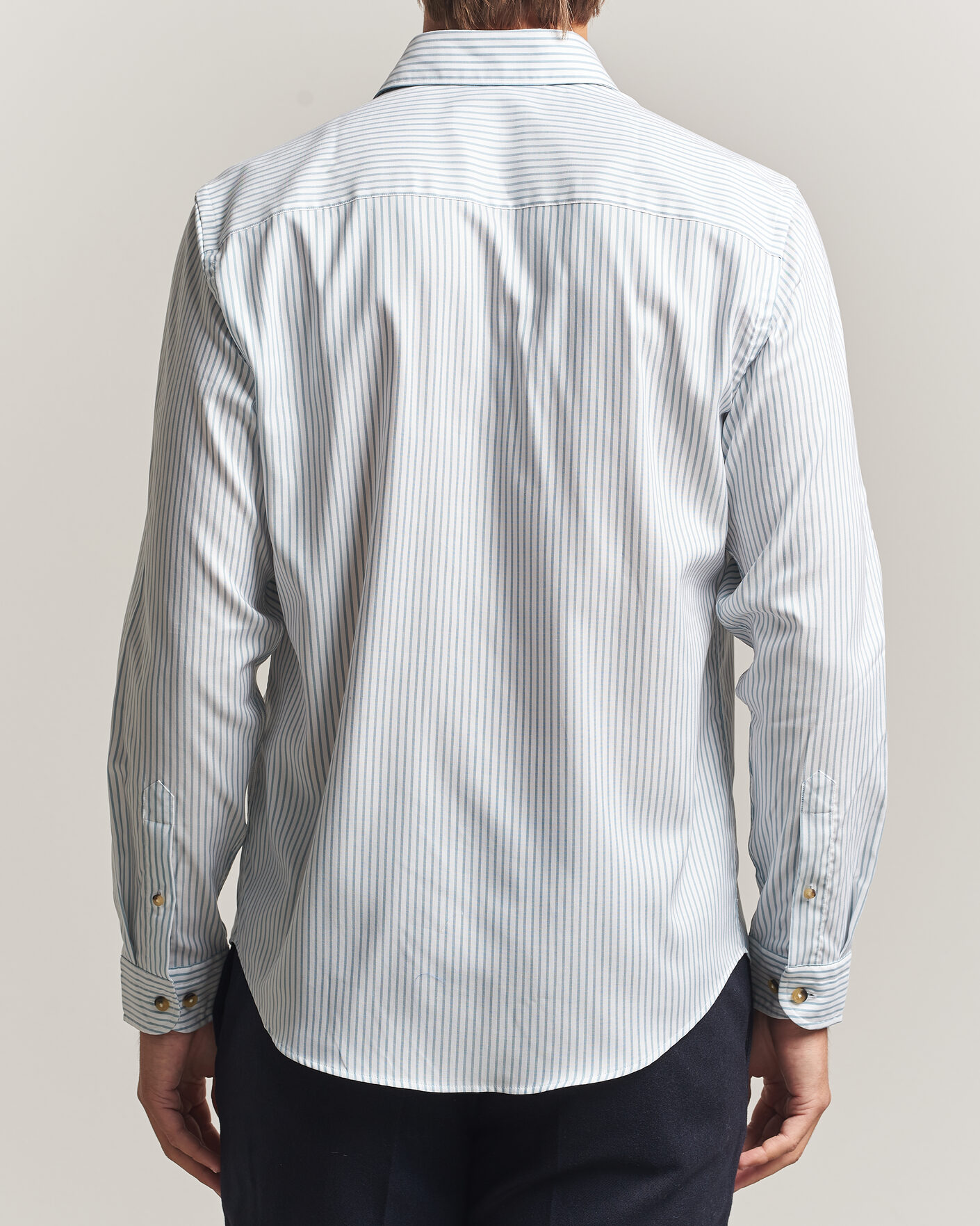 Hombres | Camisas | Eton | Casual Fit Signature Oxford Striped Shirt Mid Blue