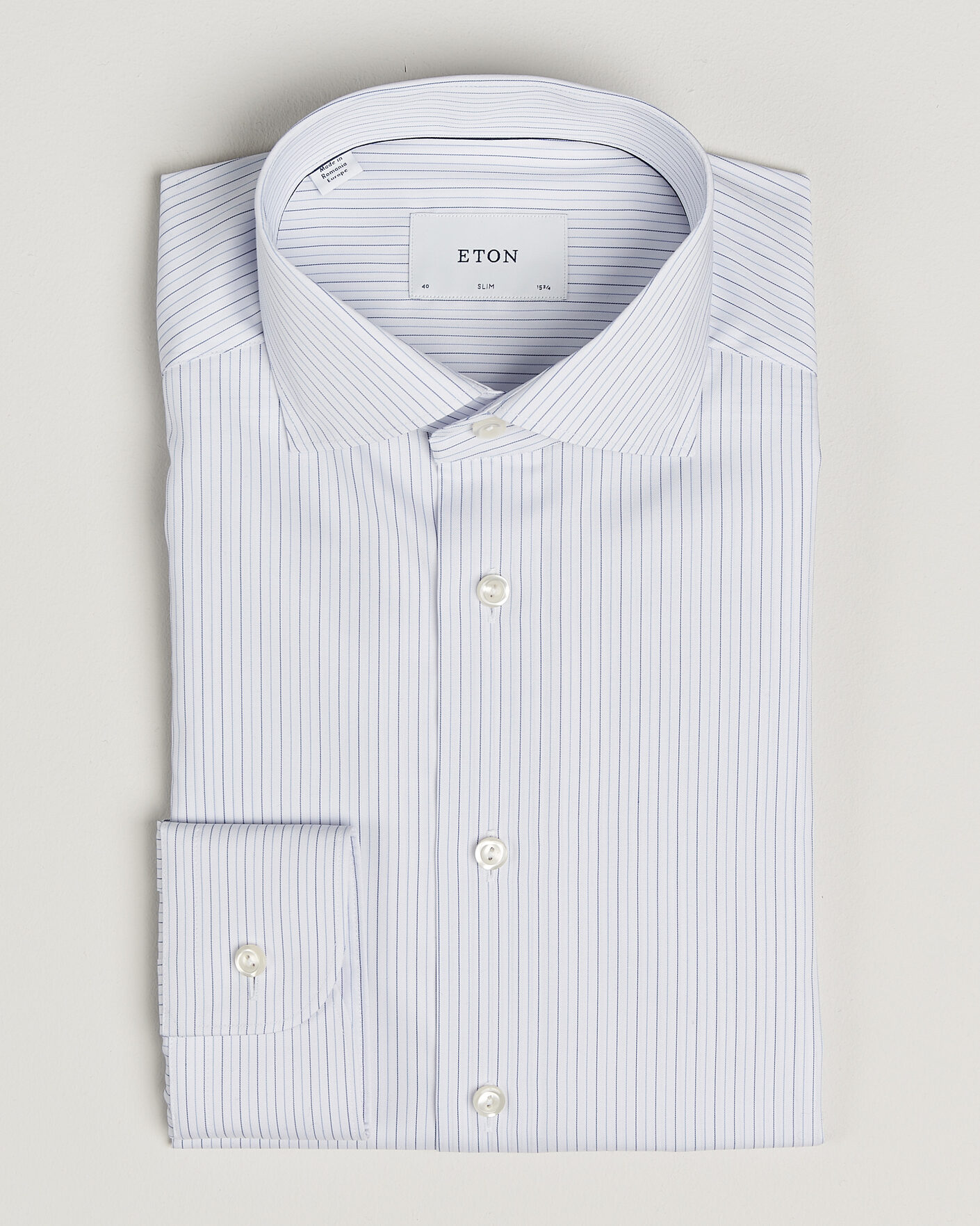 Hombres | Camisas | Eton | Slim Fit Fine Twill Striped Shirt Light Blue