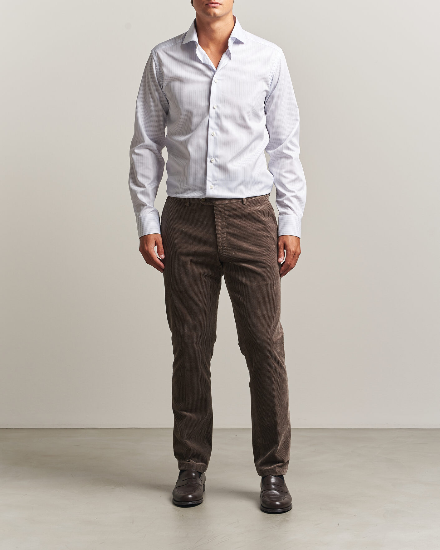 Hombres | Camisas | Eton | Slim Fit Fine Twill Striped Shirt Light Blue