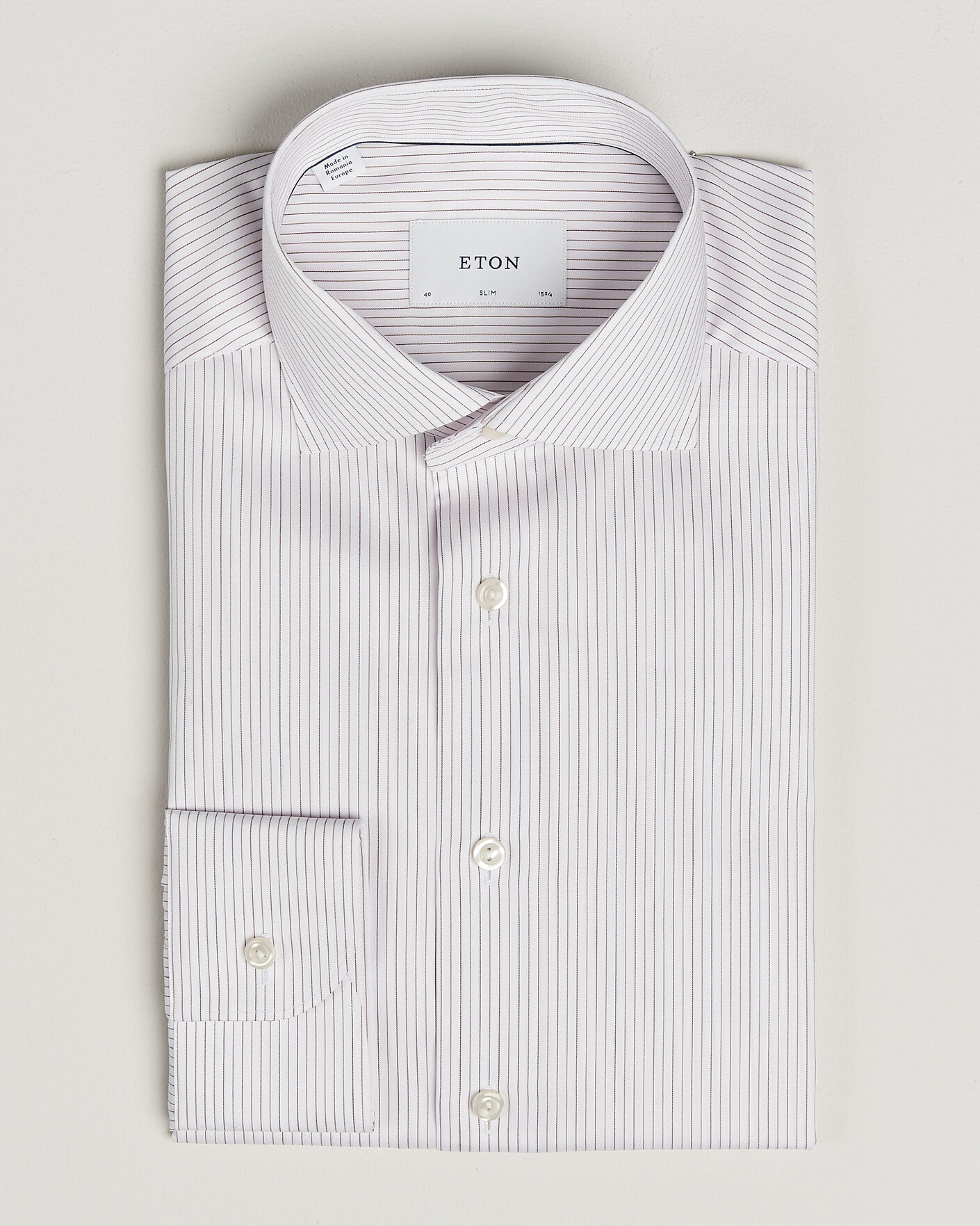 Hombres | Camisas | Eton | Slim Fit Fine Twill Striped Shirt Orange