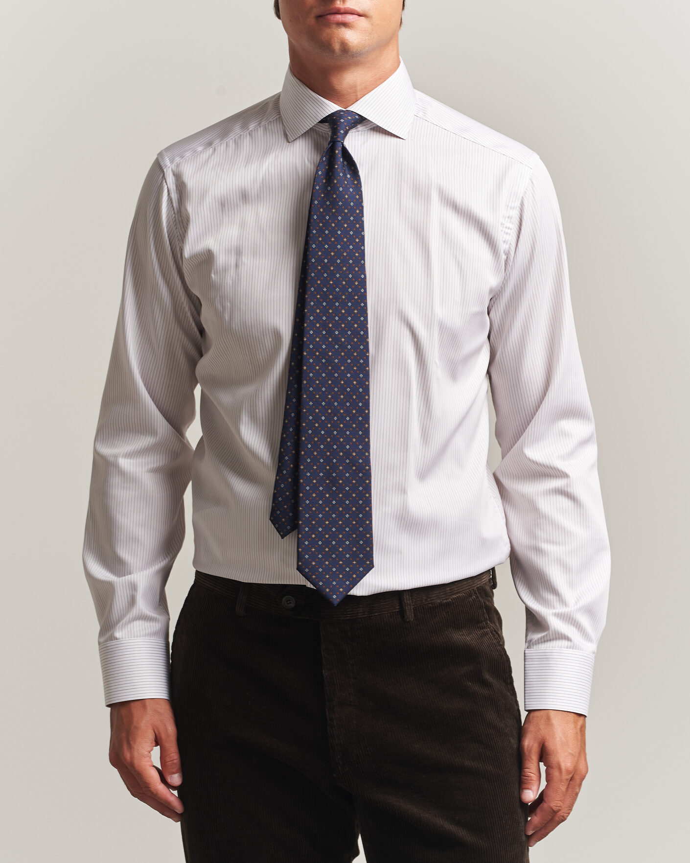 Hombres | Camisas | Eton | Slim Fit Fine Twill Striped Shirt Orange