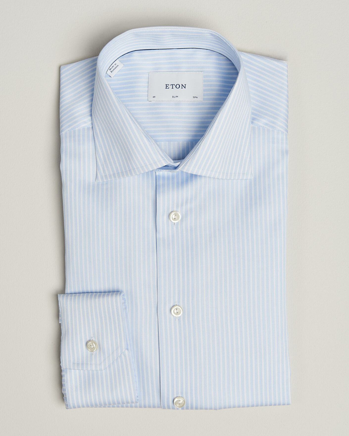 Hombres | Camisas | Eton | Slim Fit Signature Twill Striped Shirt Light Blue