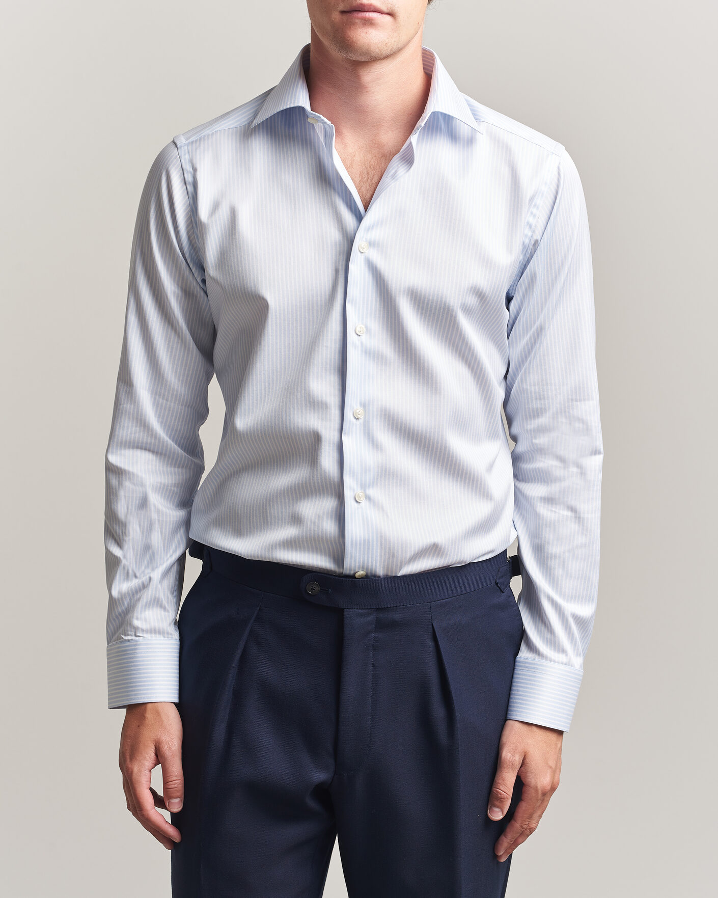 Hombres | Camisas | Eton | Slim Fit Signature Twill Striped Shirt Light Blue