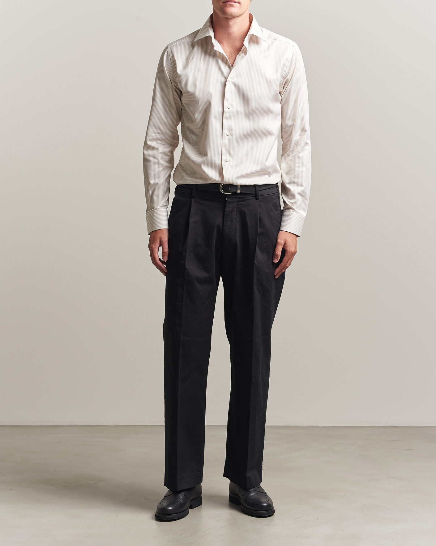 Hombres | Camisas | Eton | Slim Fit Signature Twill Striped Shirt Beige