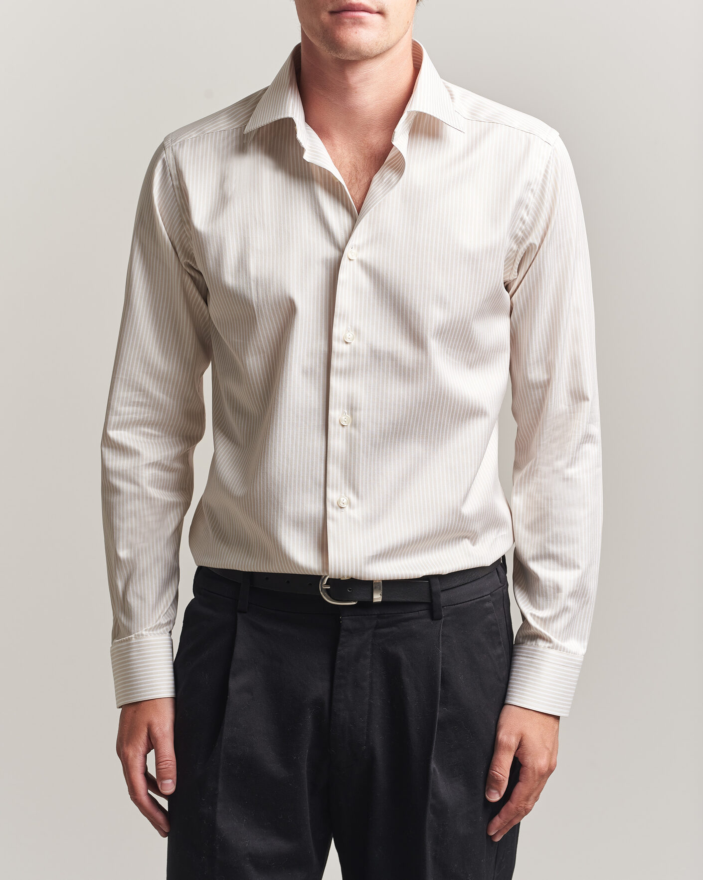 Hombres | Camisas | Eton | Slim Fit Signature Twill Striped Shirt Beige