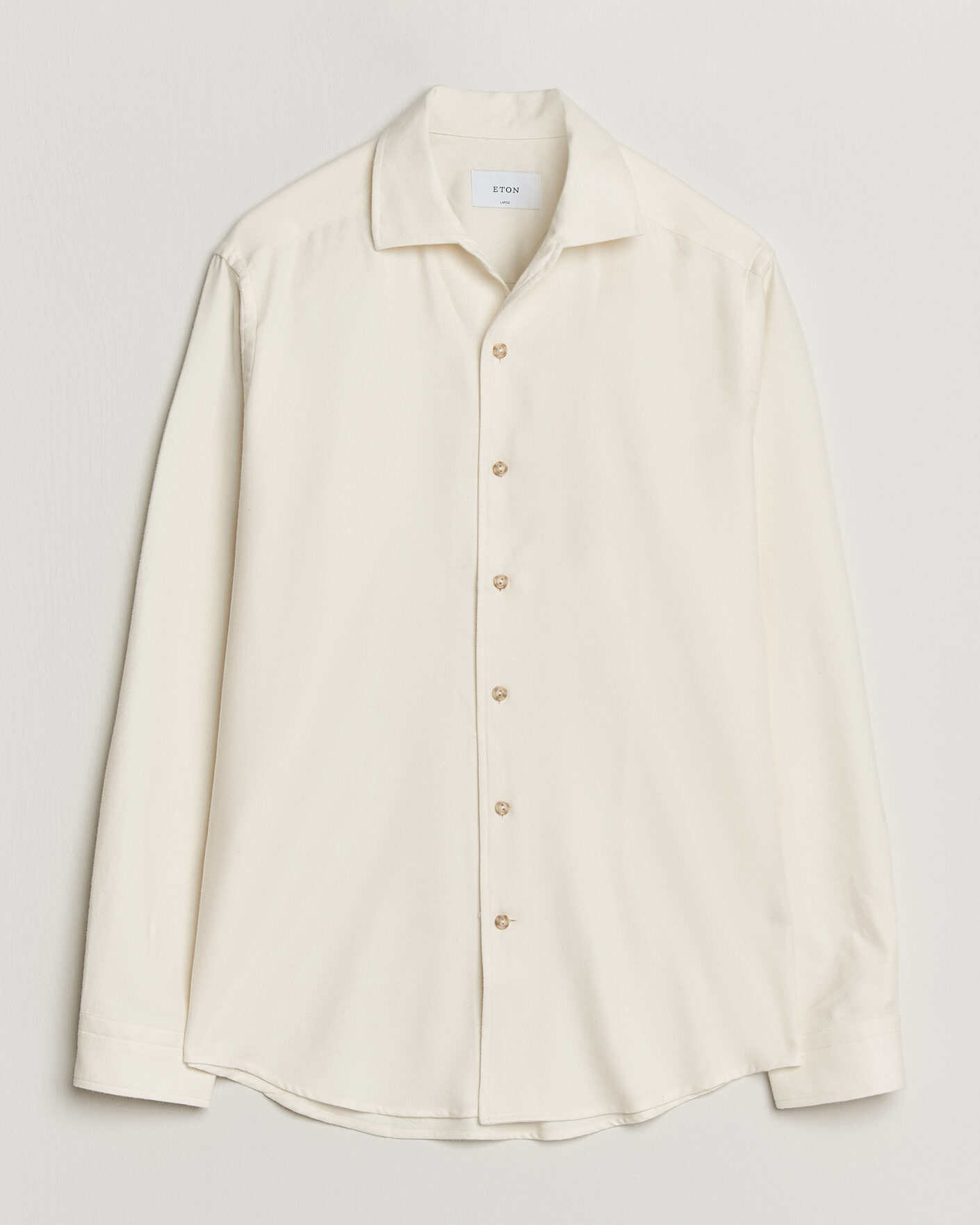 Hombres | Camisas | Eton | Casual Fit One Piece Collar Flannel Shirt Off White