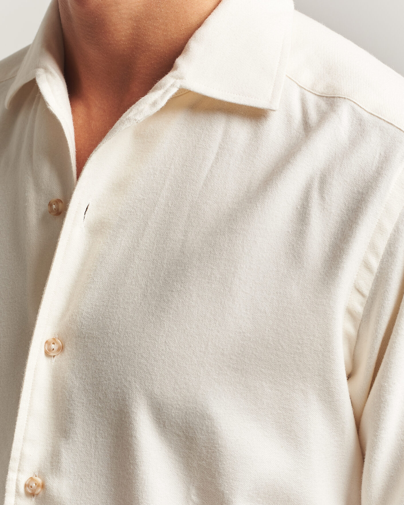 Hombres | Camisas | Eton | Casual Fit One Piece Collar Flannel Shirt Off White